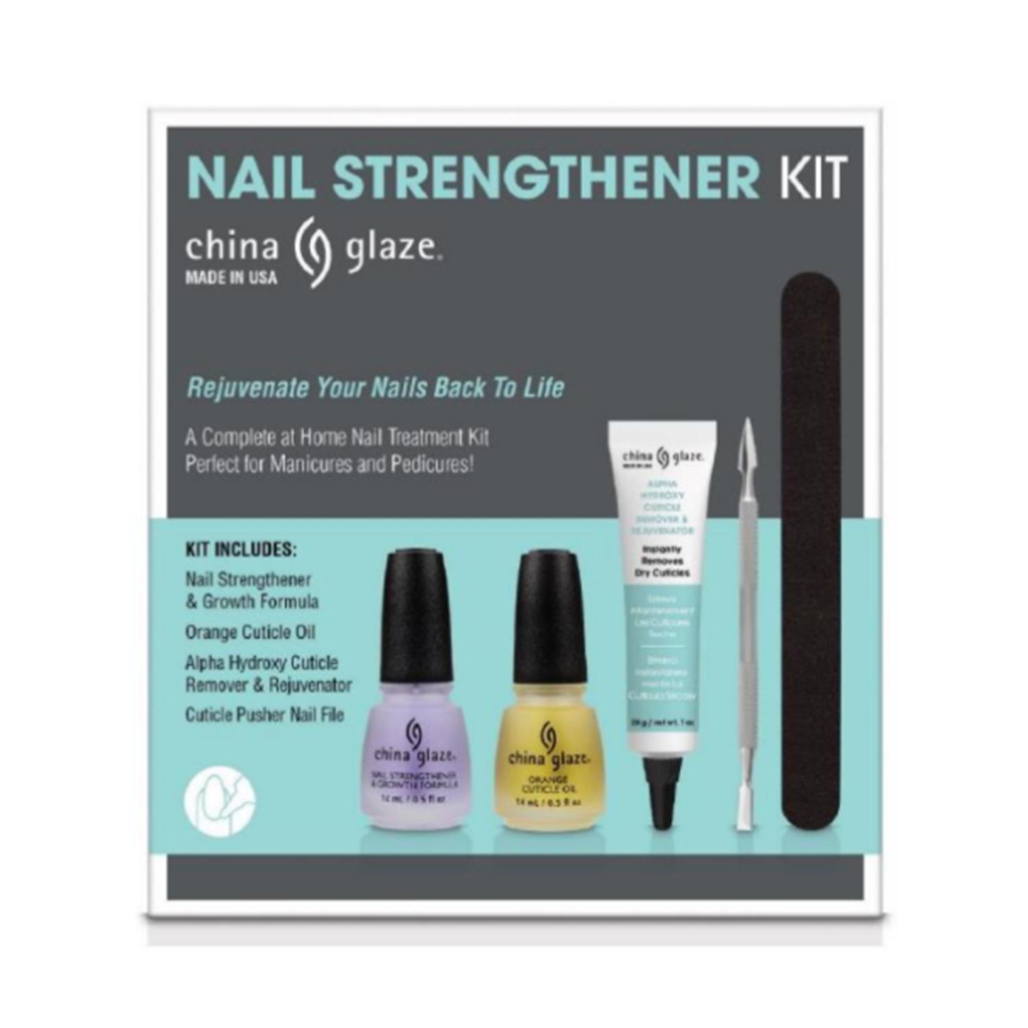 China Glaze Nail Strengthener Kit - Strengthening & Repairing Treatment for Weak, Brittle Nails - At-Home Nail Care Solution for Healthy, Strong Nails - Perfect for DIY Manicures & Nail Recovery