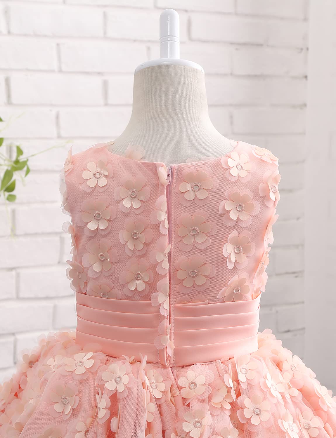 Sarahbridal Girls Wedding Dress - Handmade Flower Beaded Tulle Gown for Flower Girls, Birthday Party, Special Occasions | Perfect for Weddings, Pageants & Formal Events