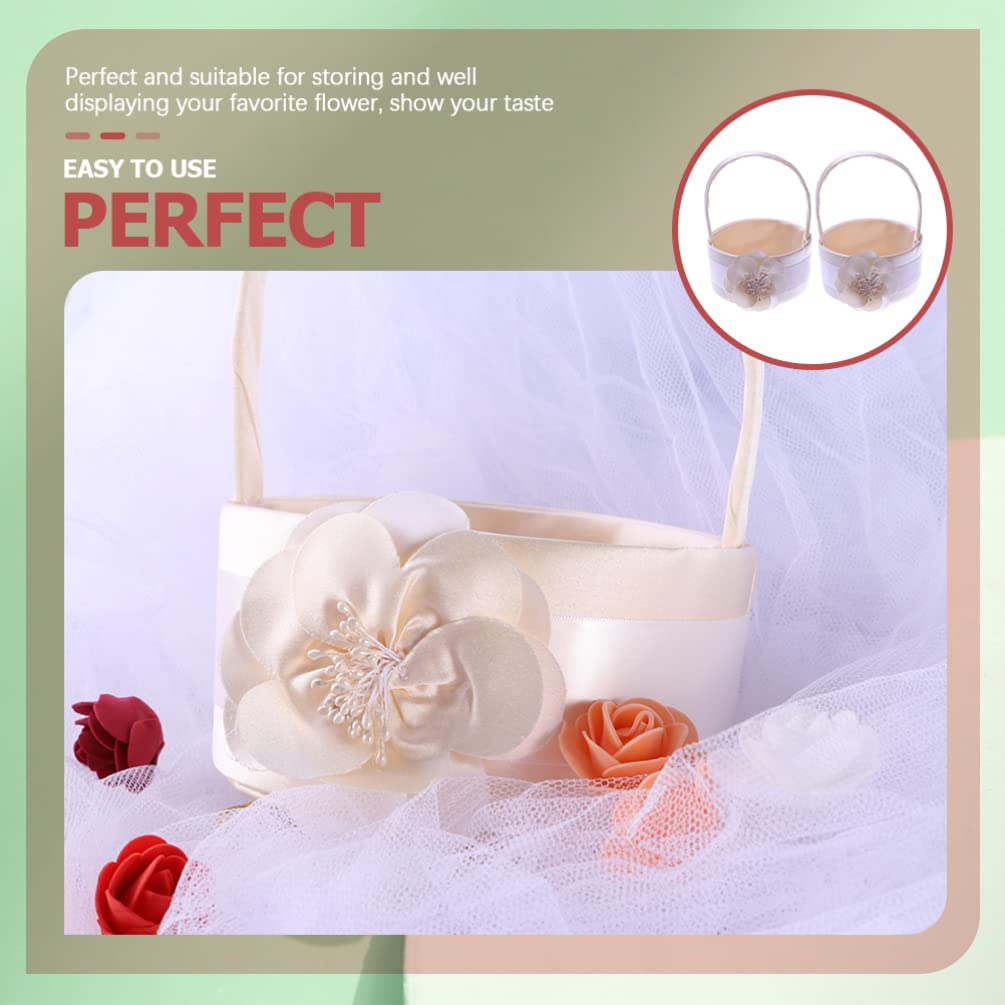 STOBOK 2-Pack Rustic Wedding Flower Basket Set - Flower Girl Basket with Rings Holder, Perfect for Petals & Bouquets - Ideal for Wedding Ceremonies, Bridal Showers & Flower Girl Processions