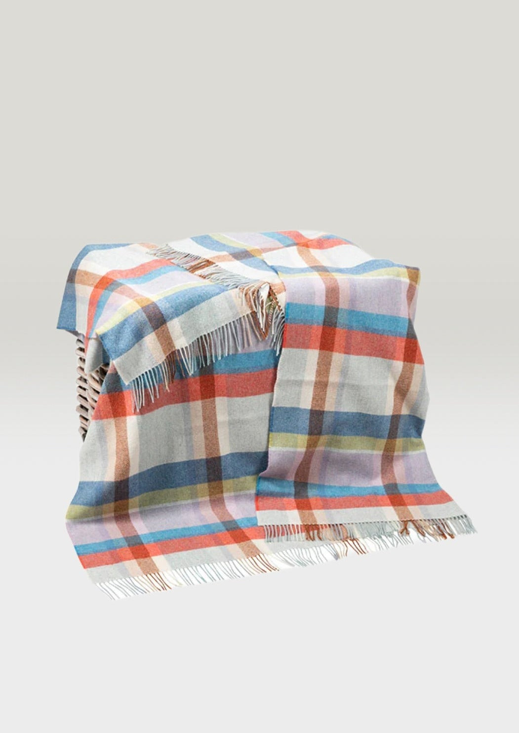John Hanly Large Blue Green Lilac Peach Throw Blanket - Soft Cozy Knit Afghan for Couch, Bed & Home Decor