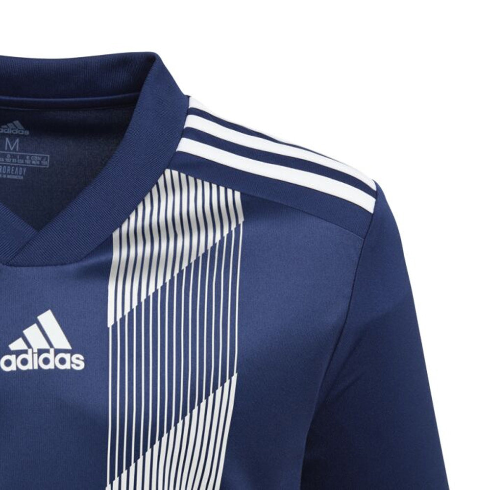 Adidas Youth Striped 19 Soccer Jersey - Navy/White - Lightweight Breathable Football Shirt for Kids - Perfect for Training, Matches & Team Sports