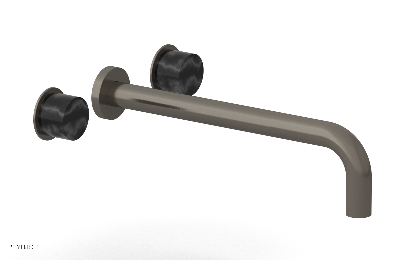 Premium II 12 Wall Mount Lavatory Set with Black Marble Handles - 230 13 12 - Modern Bathroom Sink Faucet for Home & Hotel Decor