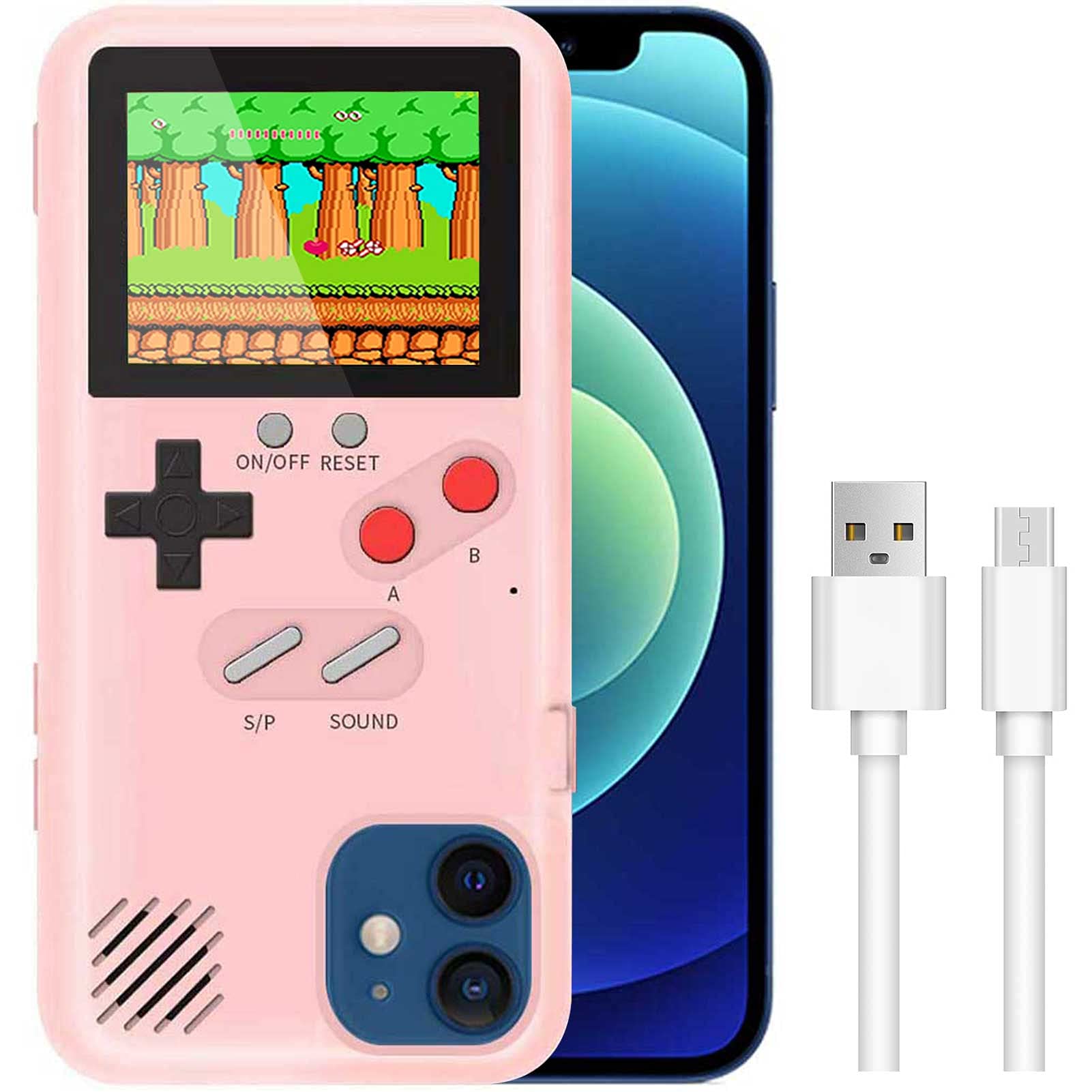 LIOWE Retro Gameboy Case for iPhone X/XS - 3D Handheld Game Console Phone Cover with 36 Built-in Games | Shockproof Protective Case for iPhone X/XS (Pink) | Perfect for Gaming Enthusiasts & Retro Lovers