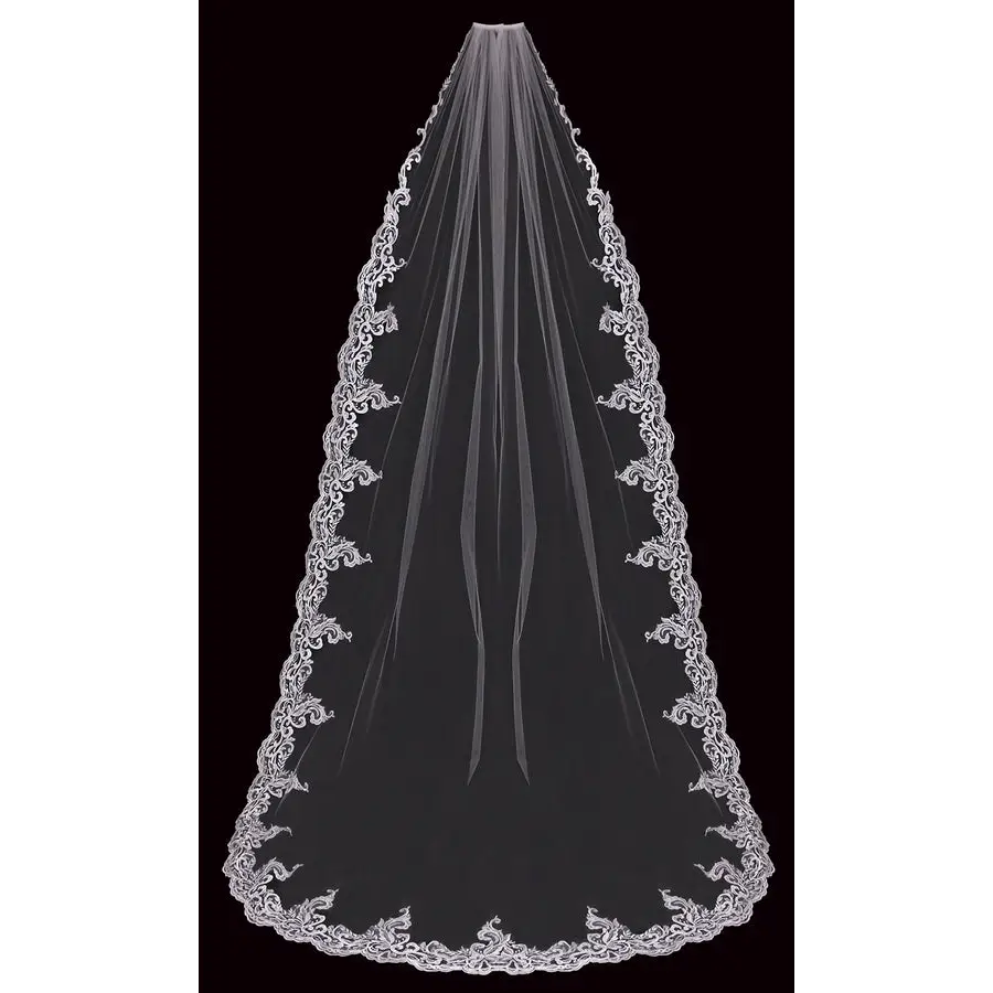 V2199C Cathedral Veil - Elegant Wedding Veil for Brides | Perfect for Church Ceremonies & Formal Weddings