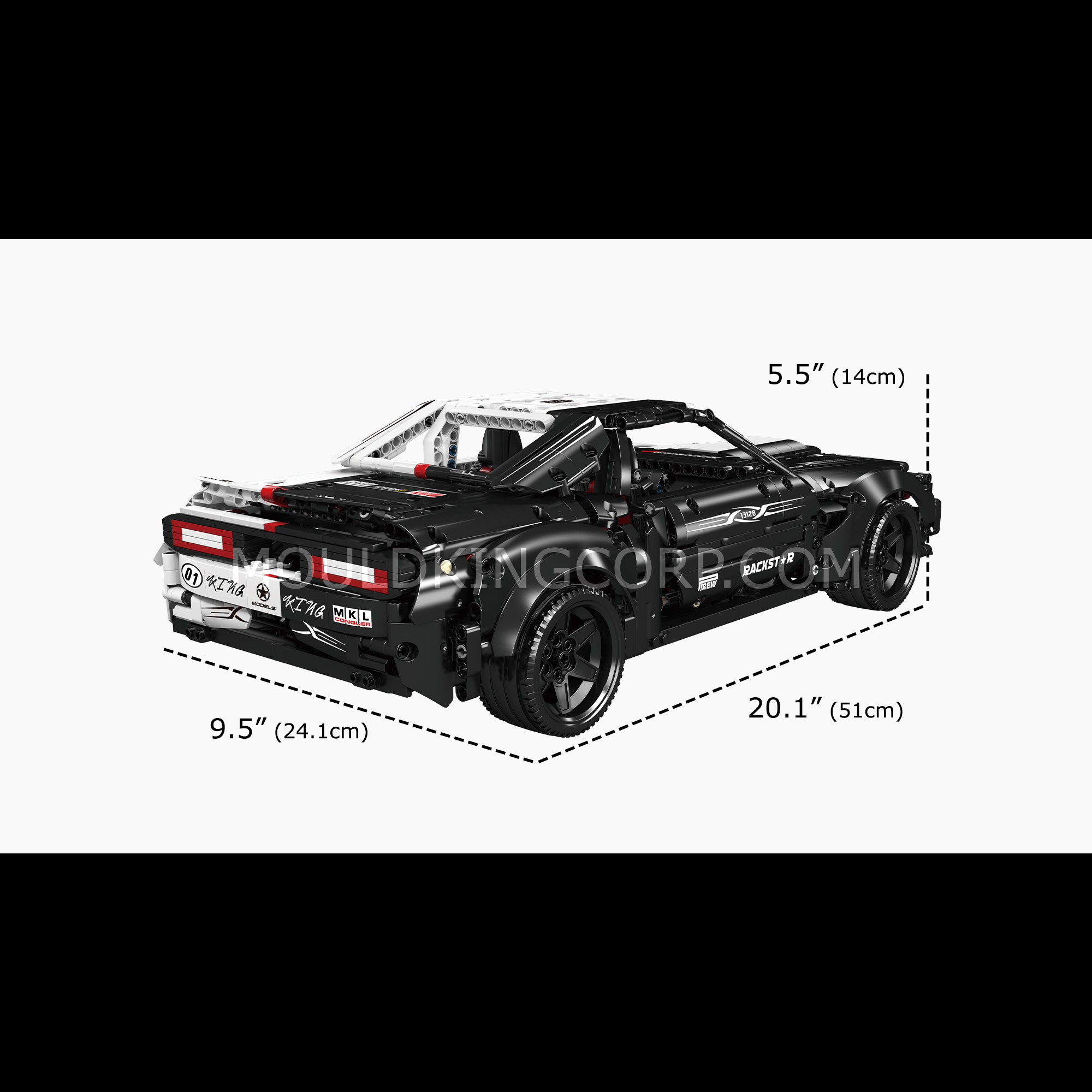 MOULD KING 13128 Remote Control Hellcat Muscle Car Building Kit - 1678 Piece RC Car Model Set for Adults & Teens | Perfect for Collectors, DIY Enthusiasts, and RC Racing Fans