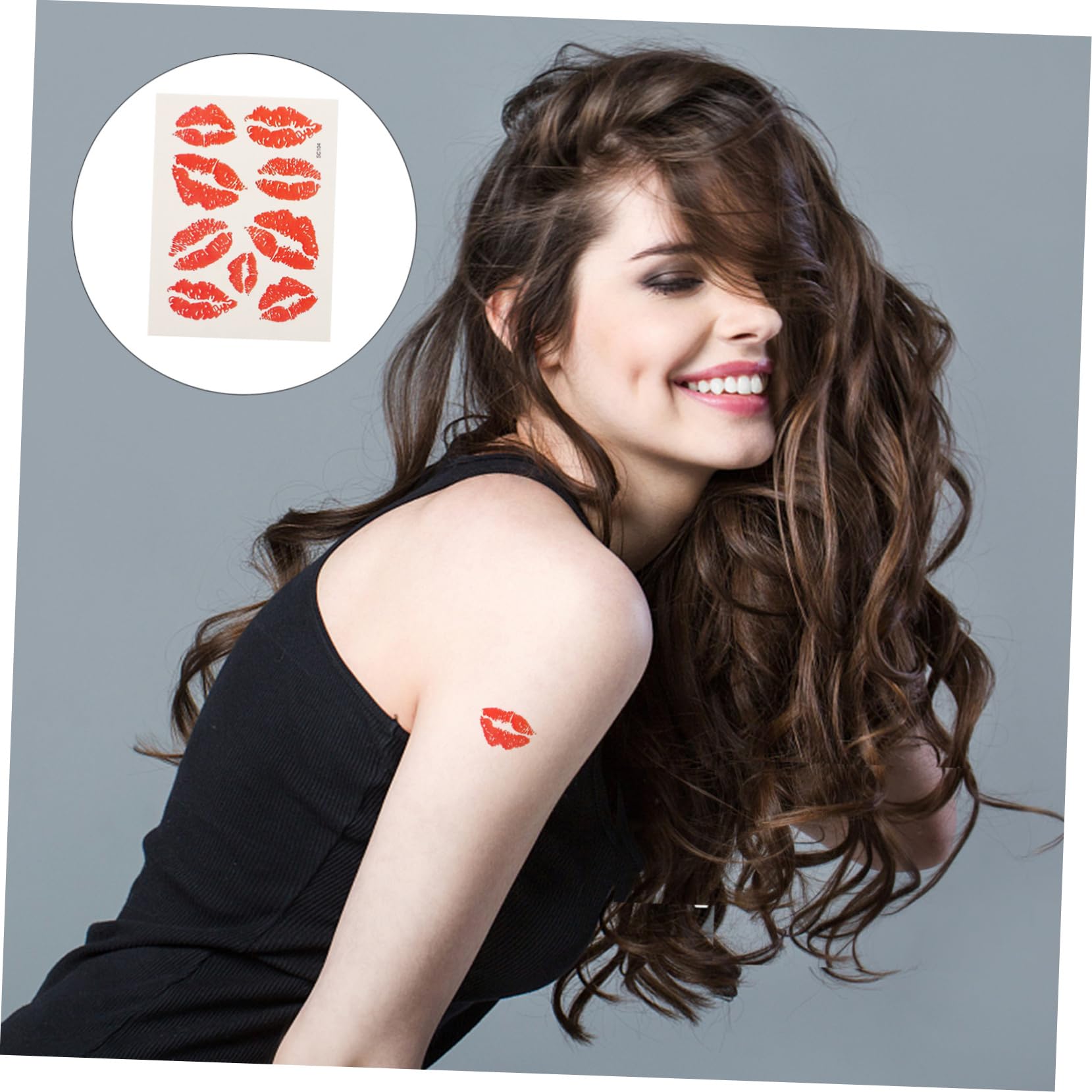 6pcs Waterproof Lip Stickers - Red Kisses Temporary Tattoos for Face & Body | Self-Adhesive Perforated Design | Perfect for Parties, Halloween & Festive Makeup Looks