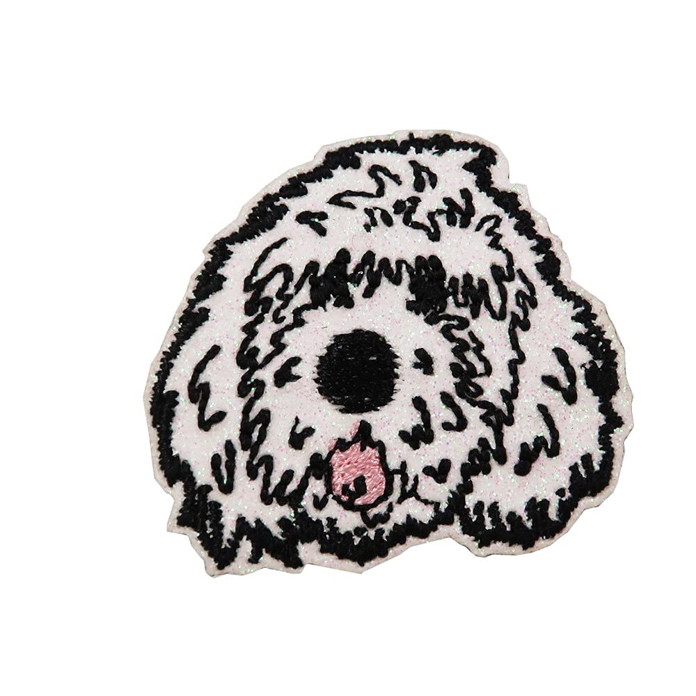 Custom Doodle Embroidered Iron On Patch - White Fabric Applique for DIY Crafts, Jackets, Backpacks & Denim - Fun & Unique Sew-on or Iron-on Decoration for Clothing & Accessories