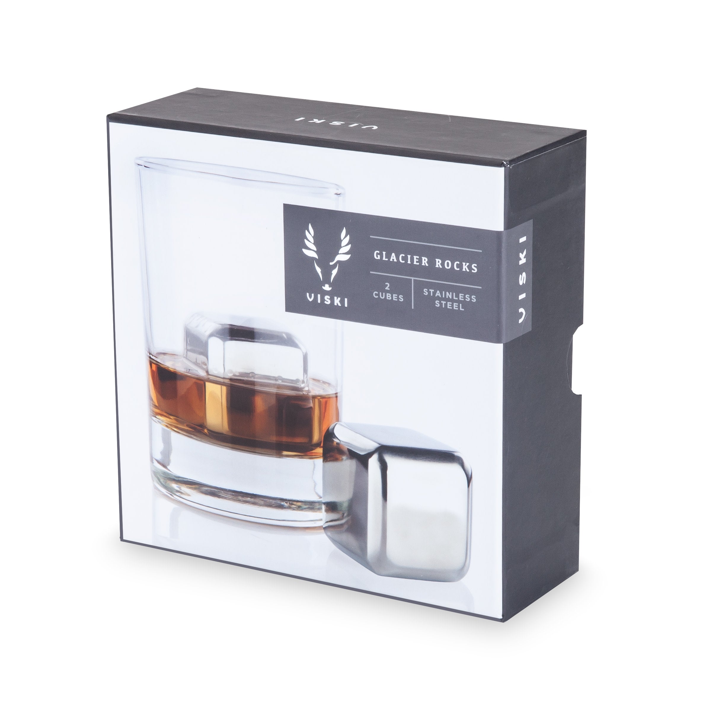 Premium Stainless Steel Ice Cubes Set of 2 - Reusable Whiskey & Cocktail Chillers for Scotch, Bourbon, Wine - Perfect for Home Bars, Parties & Gifts