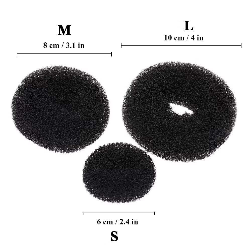 LOCANS Hair Donut Bun Maker Set - 3 Sizes (Large, Medium, Small) for Women | Perfect for Updos, Ponytails & Formal Hairstyles | Great for Weddings, Parties & Everyday Use