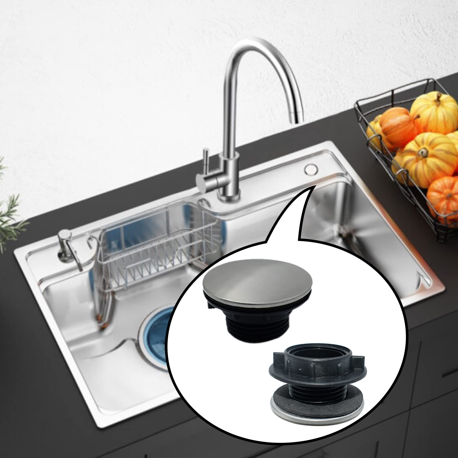 2 Pack Stainless Steel Sink Faucet Hole Cover - 1.2 to 1.6 Inch Diameter, Short Nut Design for Kitchen & Bathroom - Perfect for Soap Dispenser Hole Cover or Extra Faucet Hole Protection