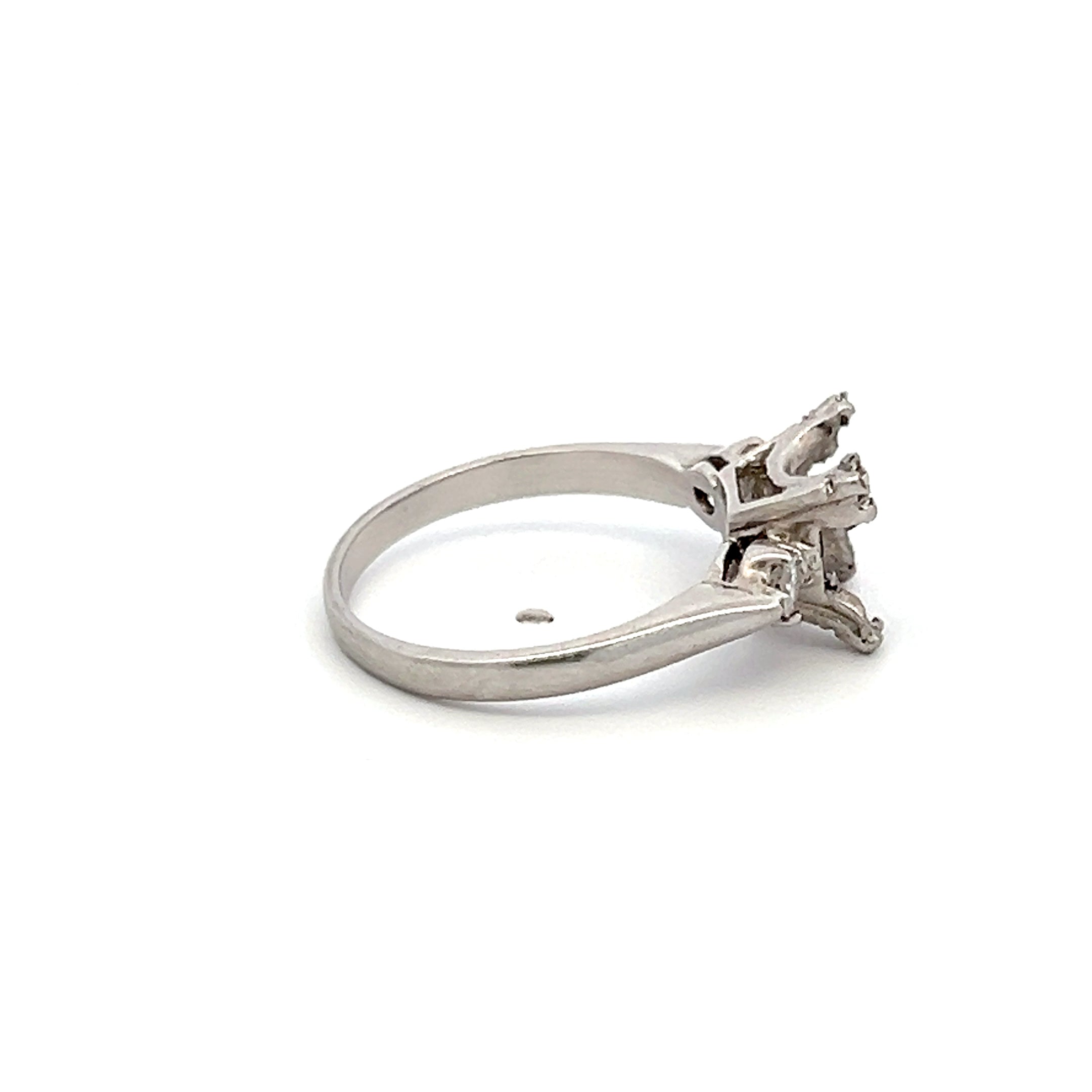0.10 Carat Old European Cut H SI1 Diamond Platinum Semi Mount Ring - Vintage Engagement Ring for Women, Wedding Band, Anniversary Gift