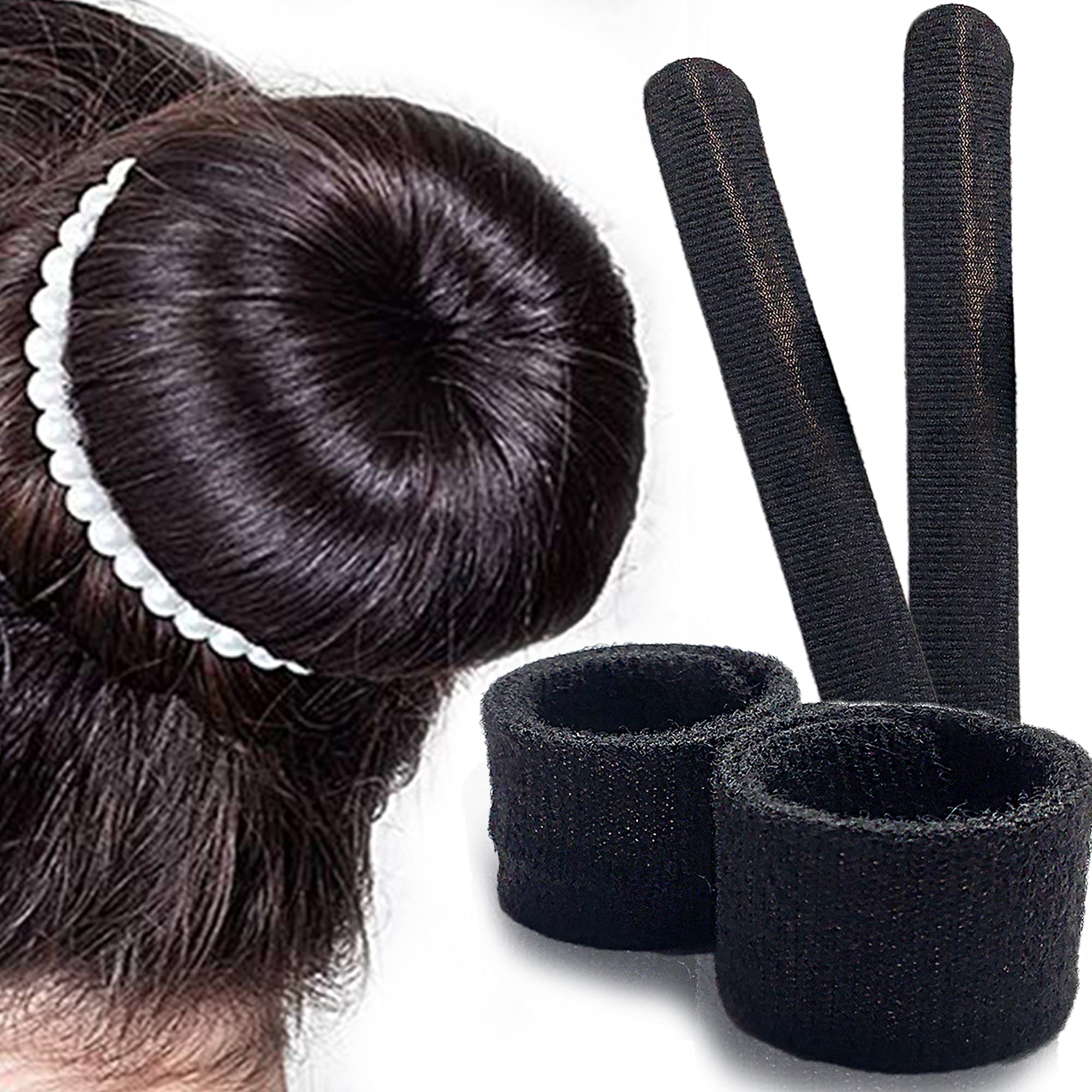 Professional Black Donut Bun Hair Wrap - Trendy French Twist Styling Accessory for Women & Girls | Perfect for Updos, Ponytails & Fashion Hairstyles