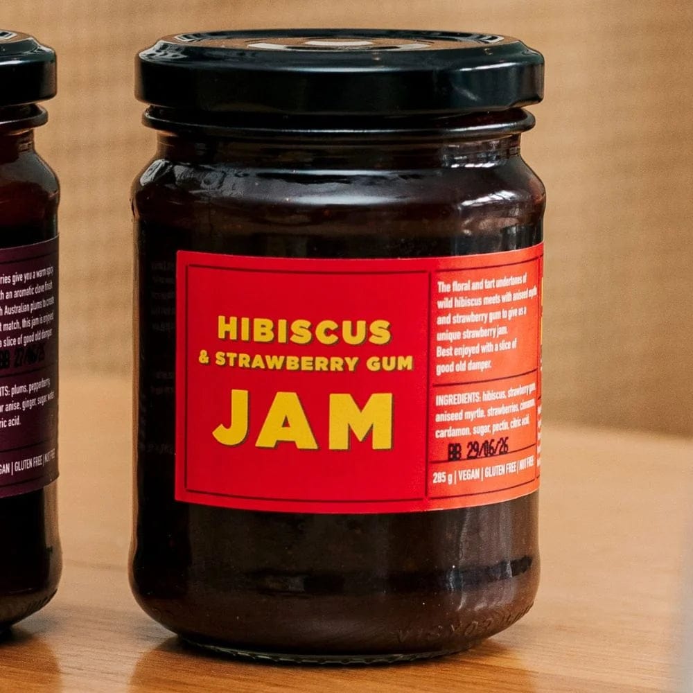 Mabu Mabu Indigenous Hibiscus & Strawberry Gum Jam 285g - Authentic Australian Bush Tucker, Vegan Spread for Toast, Pancakes & Desserts