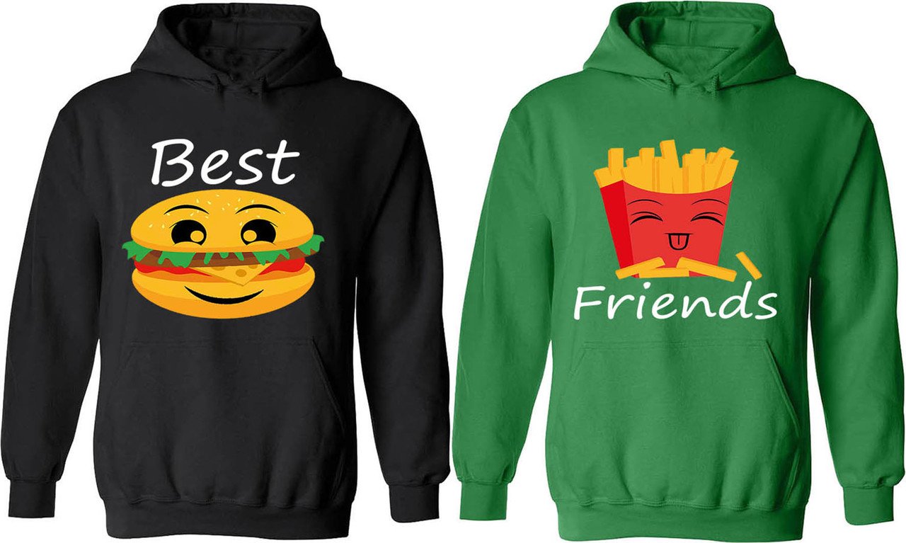 Burger and French Fries Matching Couple Hoodies - Best Friend Forever Sweaters for Casual Outings and Cozy Nights
