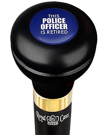 Retired Police Officer Flask Walking Stick - Black Beechwood Shaft & Pewter Collar - Perfect for Outdoor Hiking, Camping & Gift for Retired Cops