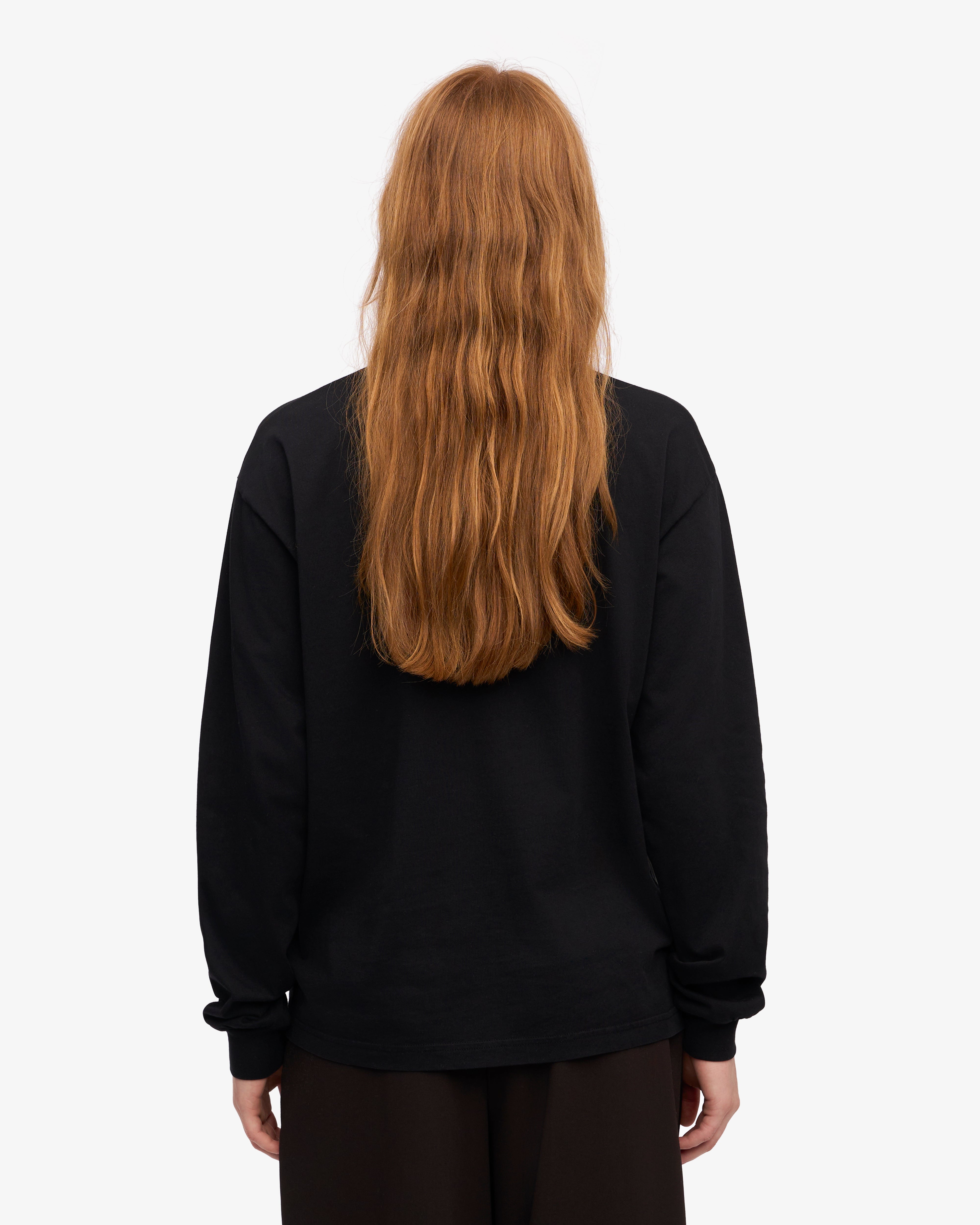 Premium Oversized Organic Cotton Long Sleeve T-Shirt for Women & Men - Deep Black - Eco-Friendly Comfort Wear for Casual Outfits, Lounge & Street Style