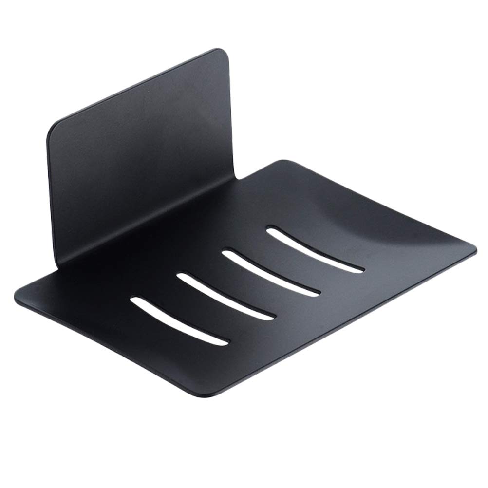 Stainless Steel Wall Mounted Soap Dish Holder - Cabilock Double-Sided Soap Rack with Drain Board for Bathroom, Kitchen Sink & Shower (Black, Includes Adhesive Tape) - Perfect for Organizing Bar Soaps, Sponges & Beauty Products