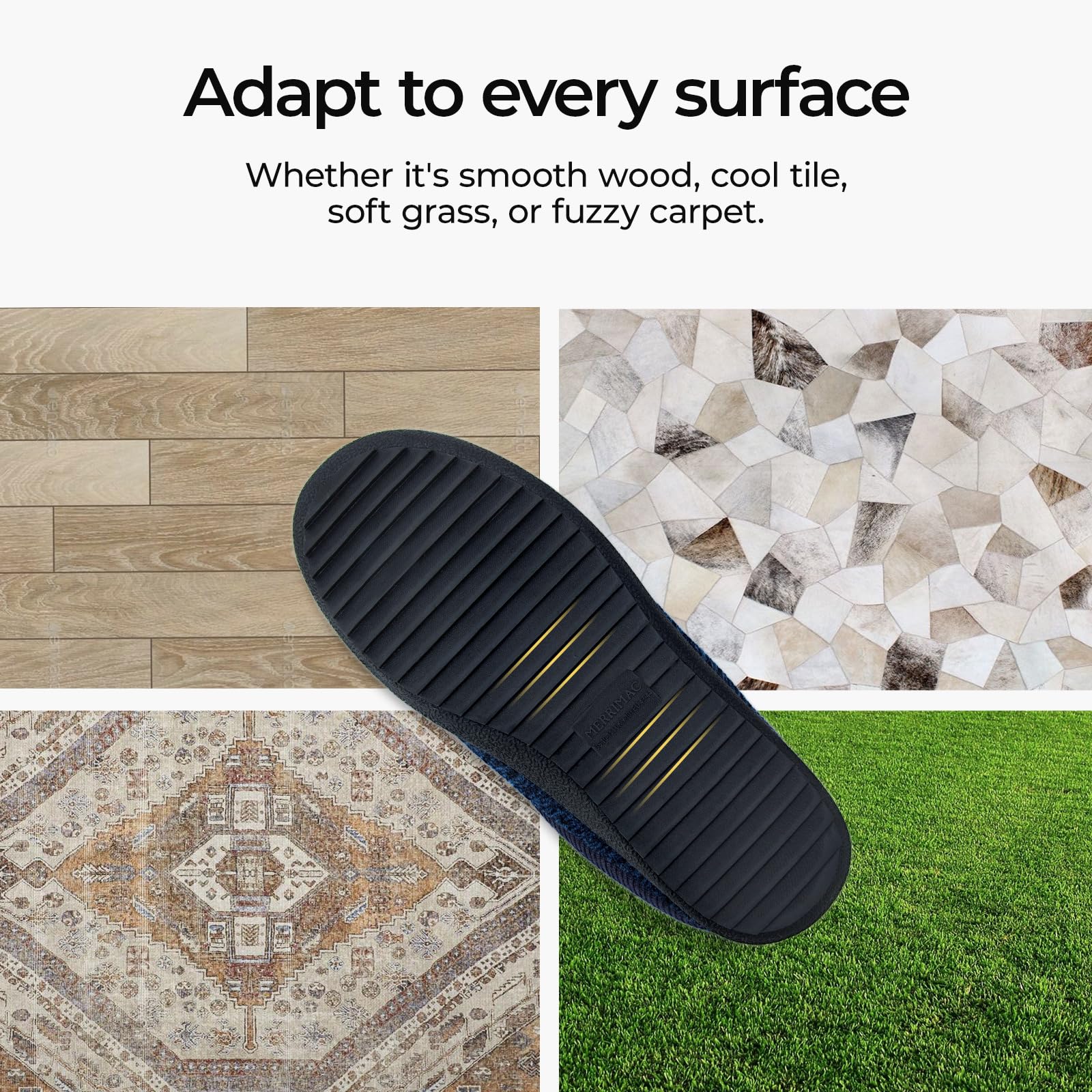 MERRIMAC Men's Slip-on Slippers - Memory Foam House Shoes for Indoor Comfort & Non-Slip Safety - Perfect for Lounging at Home, Relaxing & Light Housework