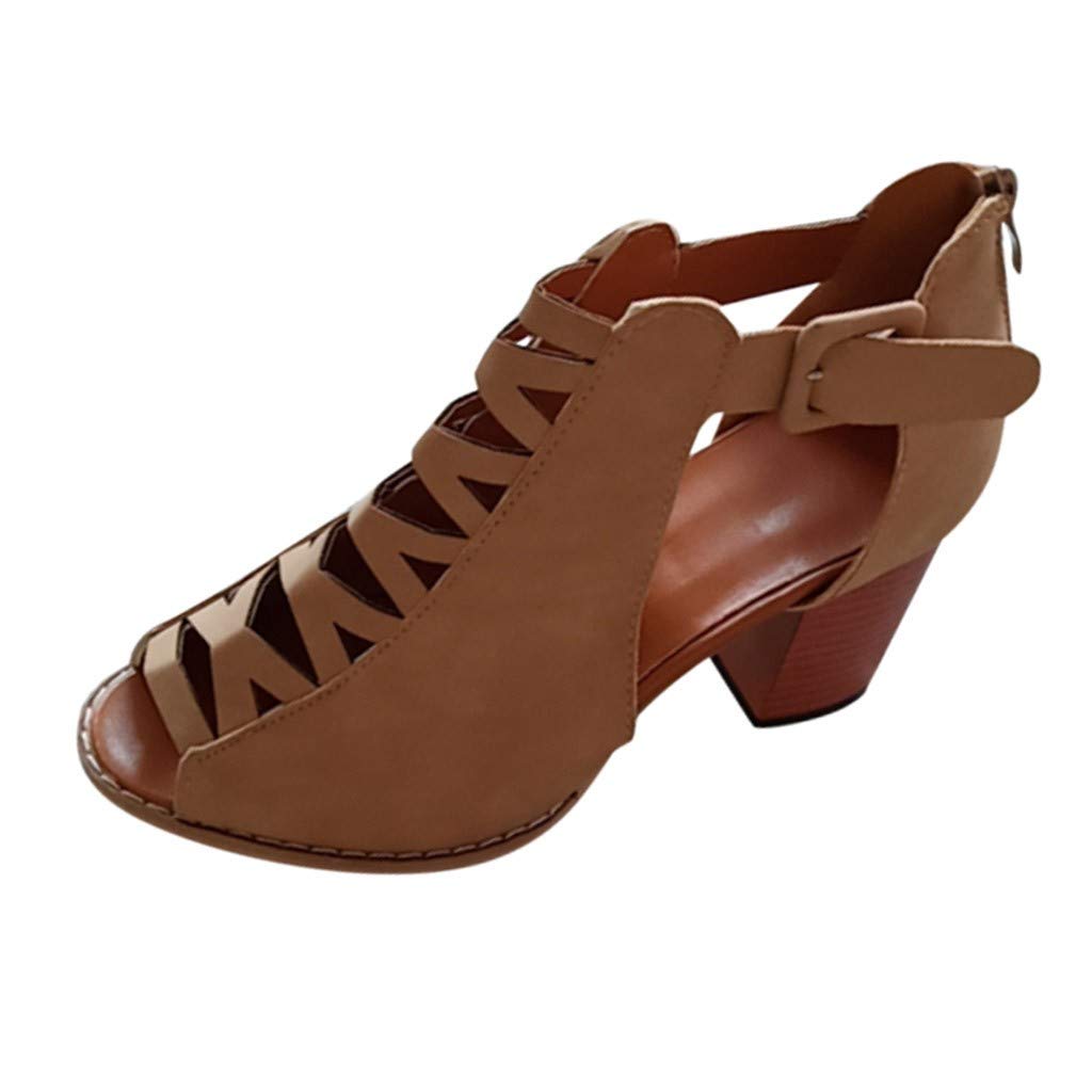 Teshalay Women's Chunky Heel Strap Wedge Sandals with Zipper - Casual Summer Platform Slippers for Beach, Vacation & Everyday Wear