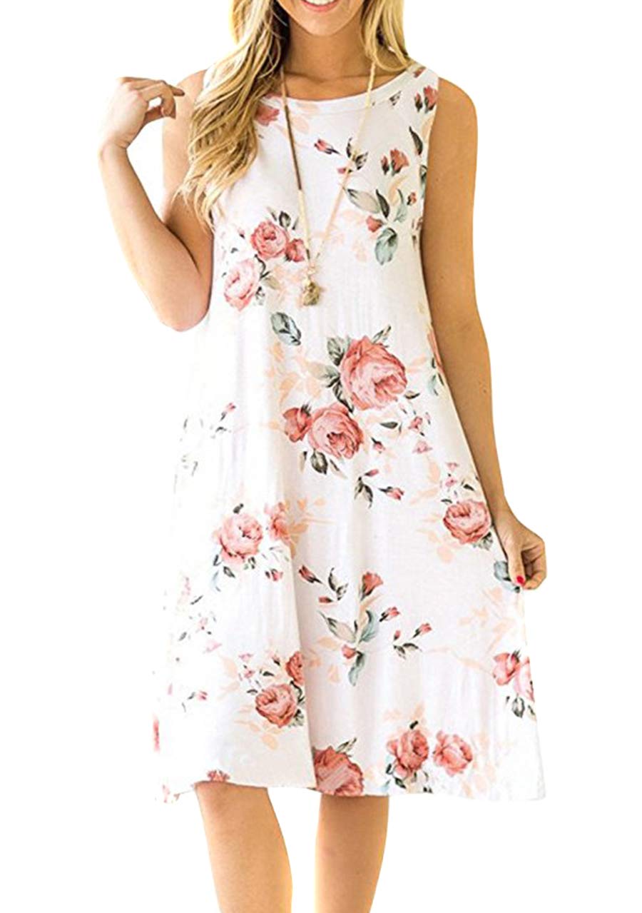 OMZIN Women's Sleeveless Swing Dress - Flared Tank Mini Dress with Pockets for Summer | Casual Wear, Beach Outfit, Party Dress, Vacation Style