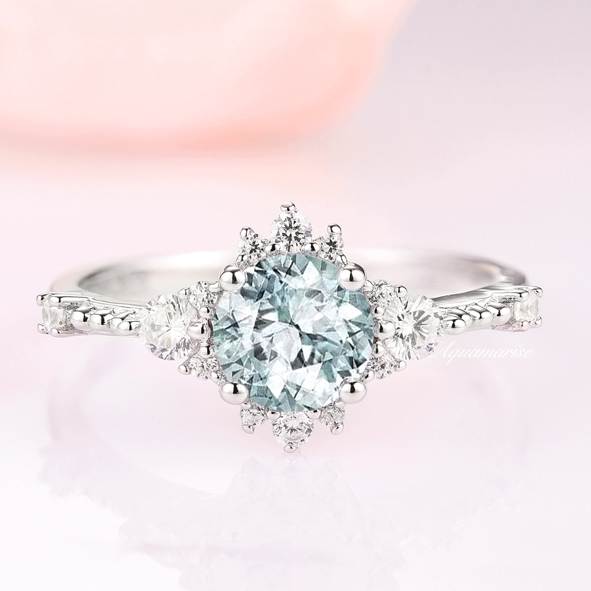 Vintage Natural Aquamarine Ring for Women - Sterling Silver 925 Jewelry - Perfect for Engagement, Wedding & Everyday Wear