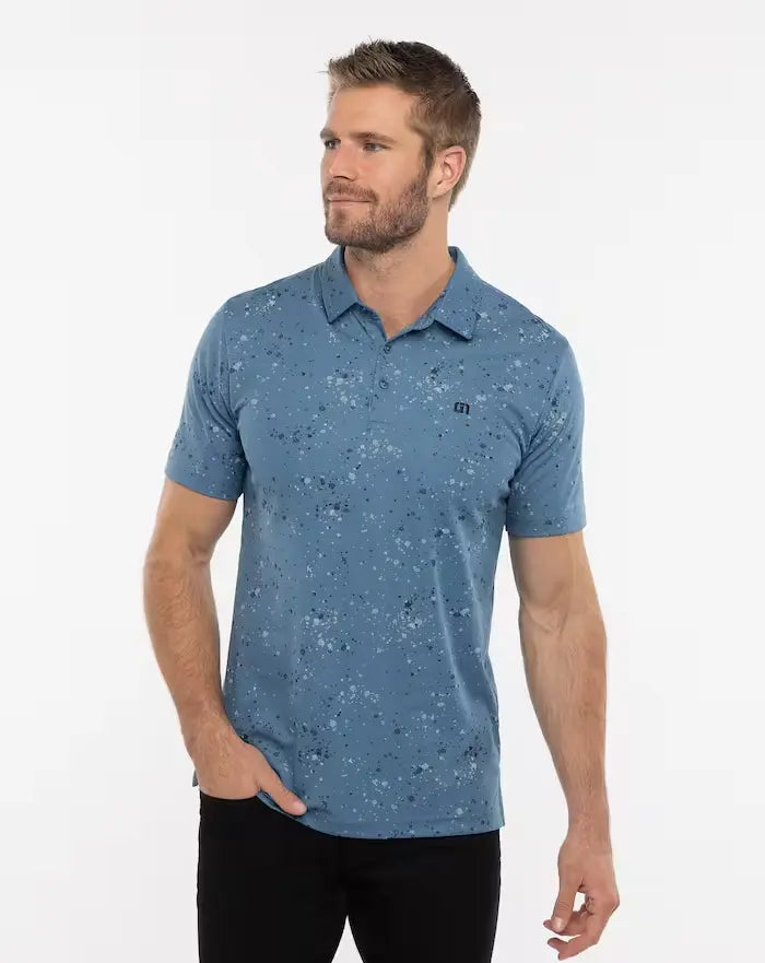 Men's Splatter Print Polo Shirt - Trendy Casual Short Sleeve Button Down for Golf, Work & Everyday Wear