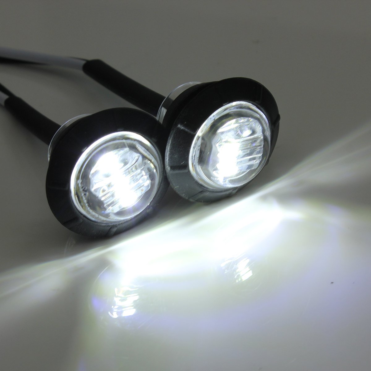 10 Pcs 3/4 Inch Clear Lens LED Side Marker Lights for Trucks, Trailers, RVs & Boats - 12V White Utility Strip Lights for Cab, Marine & Taillight Brake Stop Lamps - Perfect for Night Driving, Safety Marking & Vehicle Customization