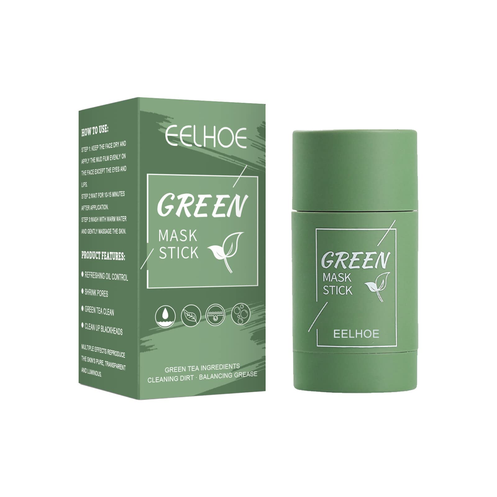 Green Tea Clay Mask Stick for Face - Deep Pore Cleansing with Green Tea Extract | Oil Control & Moisturizing Skincare for Men & Women | Perfect for Acne-Prone Skin & Blackhead Removal | At-Home Spa Treatment