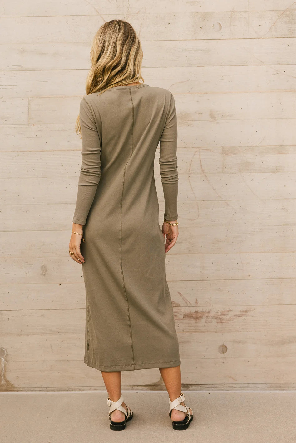Hollis Ribbed Knit Olive Green Dress for Women - Slim Fit Stretchy Bodycon Midi Dress - Perfect for Casual Wear, Office, Date Night & Special Occasions