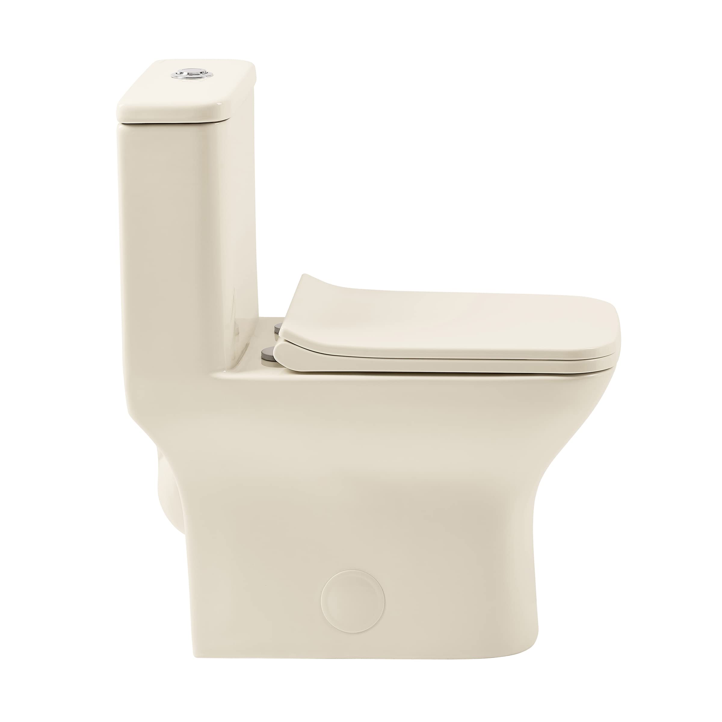 Swiss Madison SM-1T256 Carre Modern One-Piece Square Toilet - Dual Flush 1.1/1.6 GPF - Compact Bathroom Toilet in Bisque | Perfect for Small Bathrooms & Contemporary Home Decor