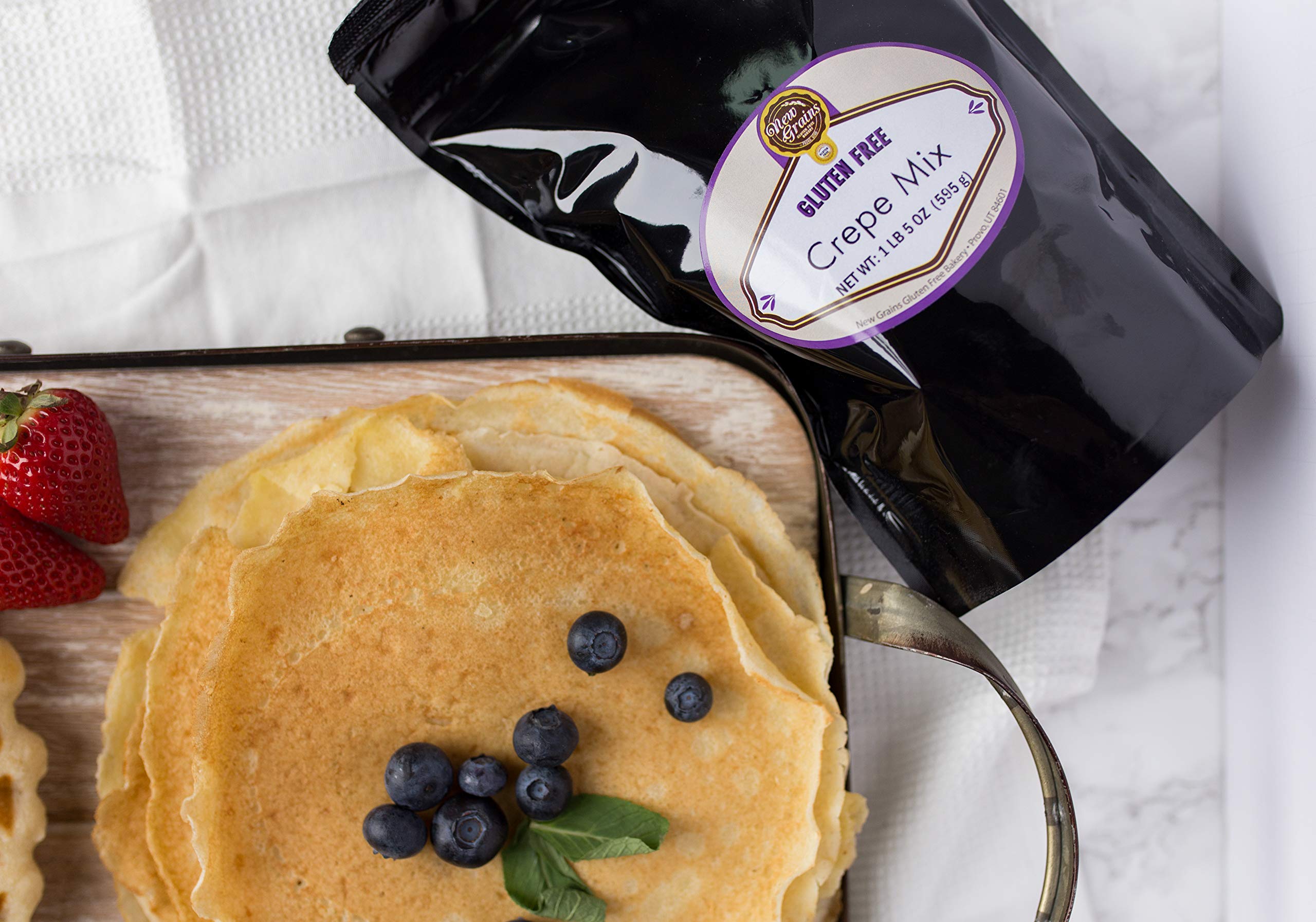 Gluten Free Crepe Mix - New Grains All Natural Pancake & Waffle Batter (21 oz) - Perfect for Breakfast, Brunch & Keto-Friendly Diets