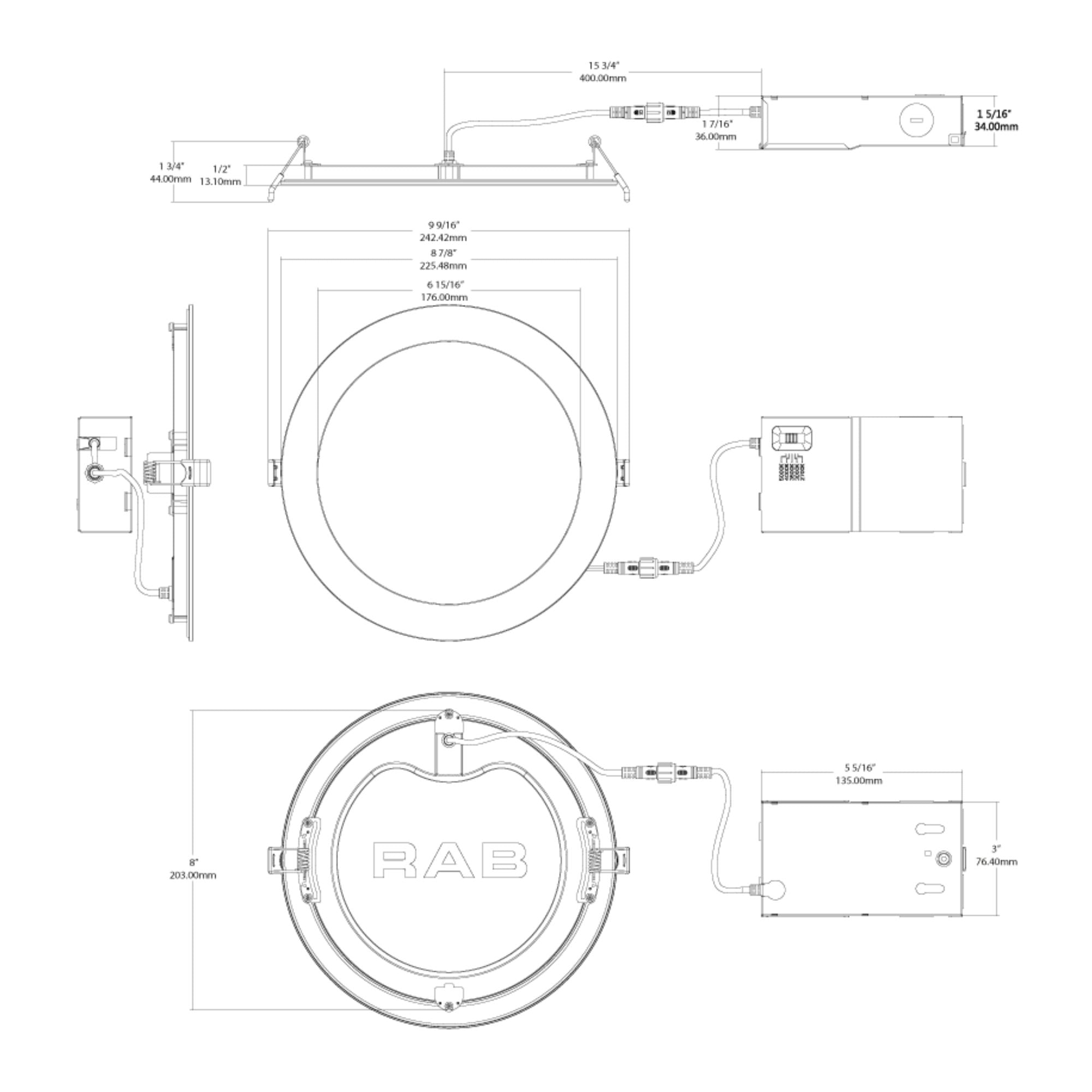 8 Inch Wafer Commercial LED Downlight - 2100 Lumens, 5 CCT Options, 120-277V, White Smooth Trim - Perfect for Offices, Retail Stores & Restaurants