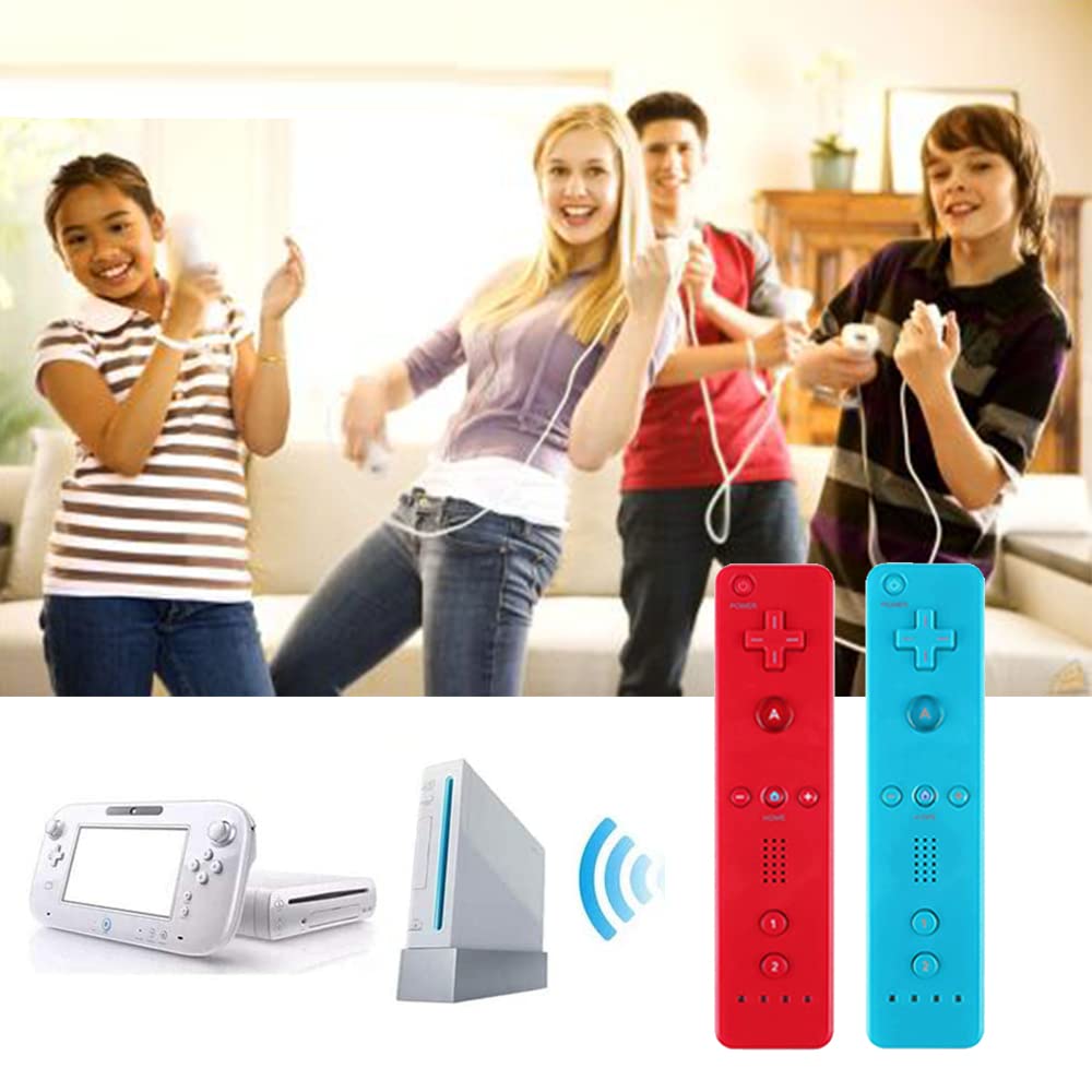 Upgraded Wii Remote Controller 2-Pack - Wireless for Wii & Wii U (Red/Blue) - Perfect for Gaming & Family Fun