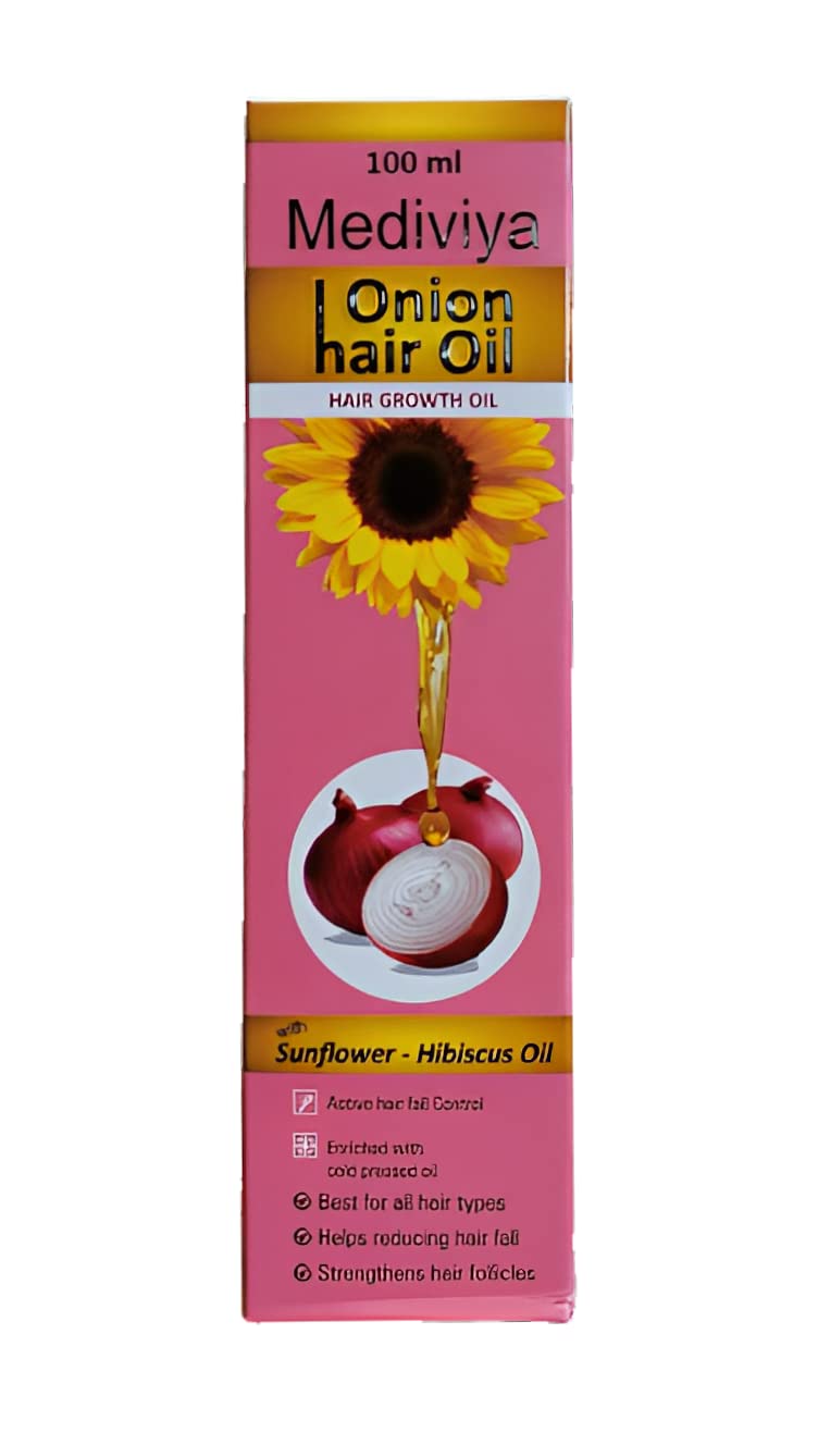 Mediviya Onion Hair Oil for Hair Growth & Thickness - Natural Onion Extract Treatment for Dry, Damaged Hair - Use for Daily Scalp Massage & Overnight Hair Care