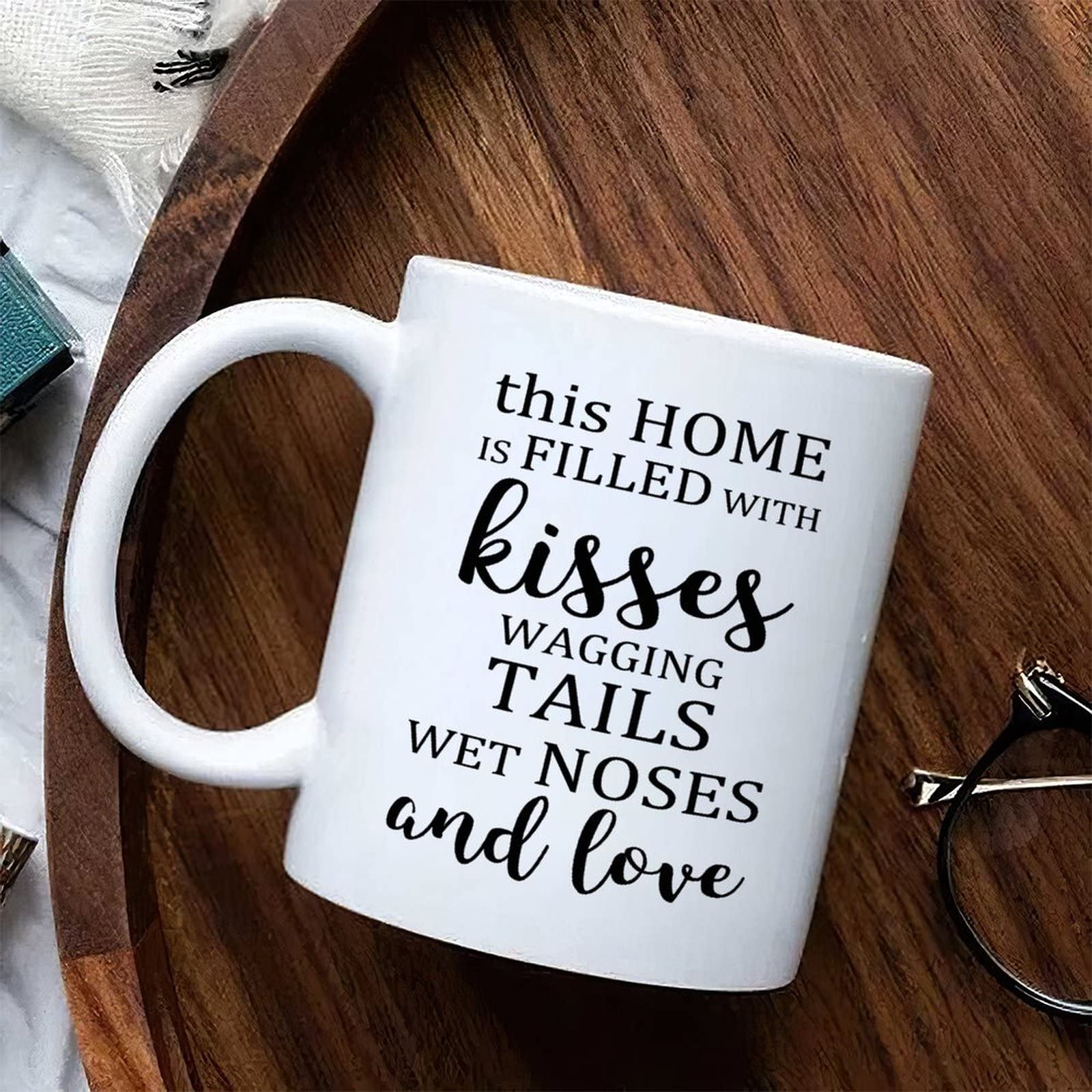 White Coffee Mug 11oz - Inspirational Quotes, Perfect for Tea & Coffee Lovers - Gift for Friends, Her, Son & Daughter - Home Decor with Kisses, Wagging Tails & Love Theme - Ideal for Cozy Mornings, Office Use & Thoughtful Gifting