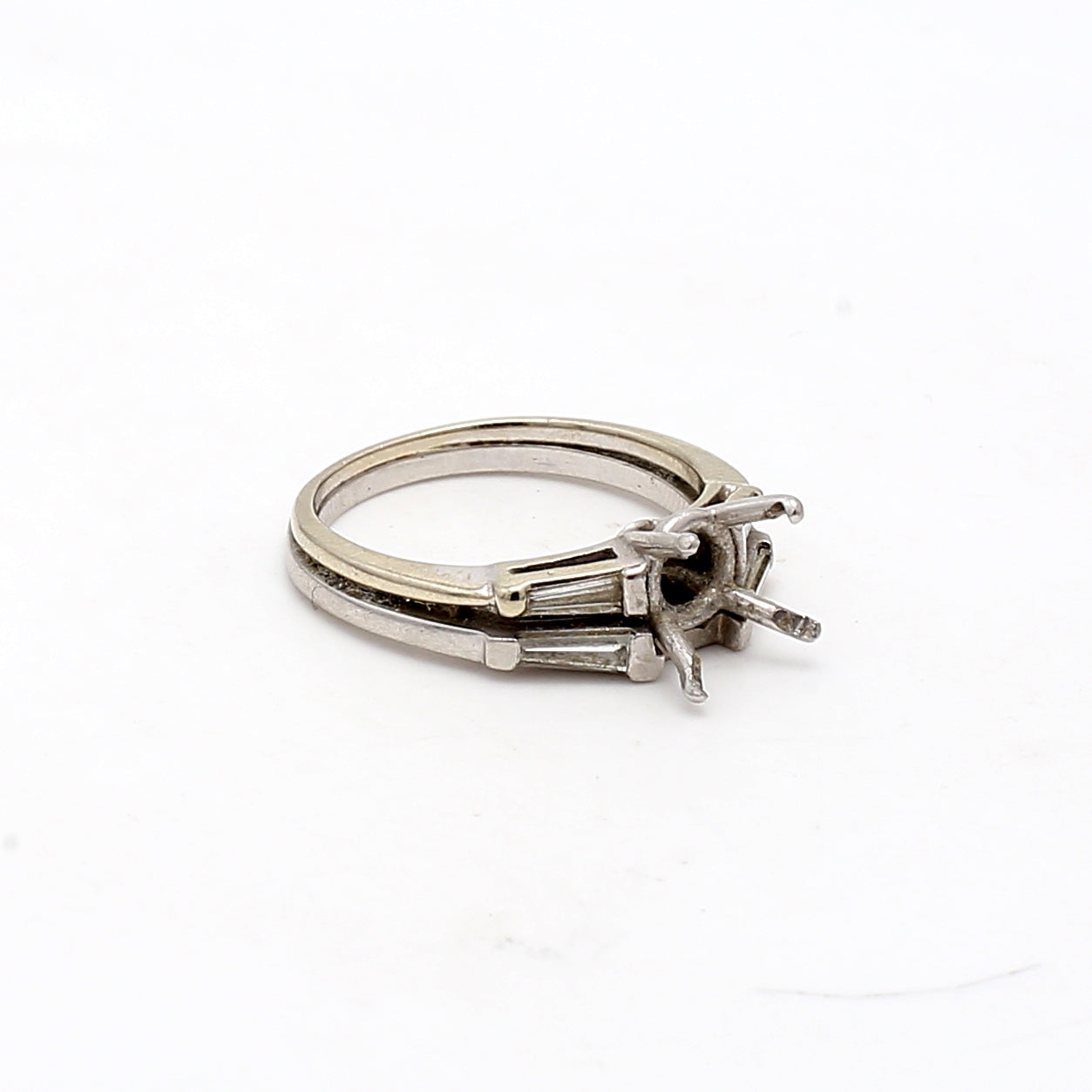 0.40 Carat Baguette Cut I SI1 Diamond Platinum Semi Mount Ring for Engagement, Wedding, Anniversary & Special Occasions
