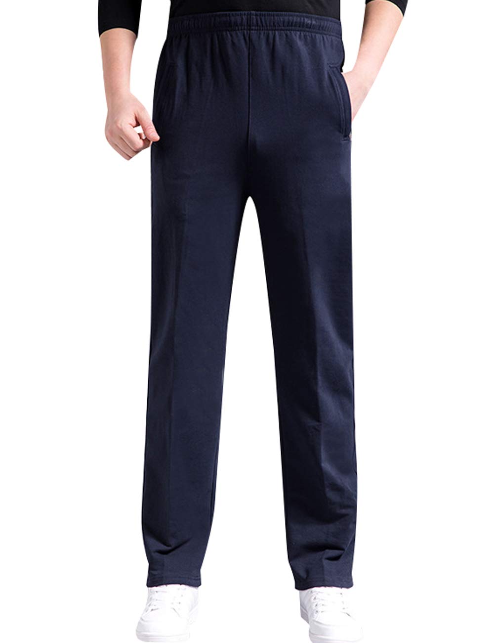 Zoulee Men's Open-Bottom Jogger Sweatpants with Zip Pockets - Comfortable Athletic Pants for Running, Gym & Lounge Wear