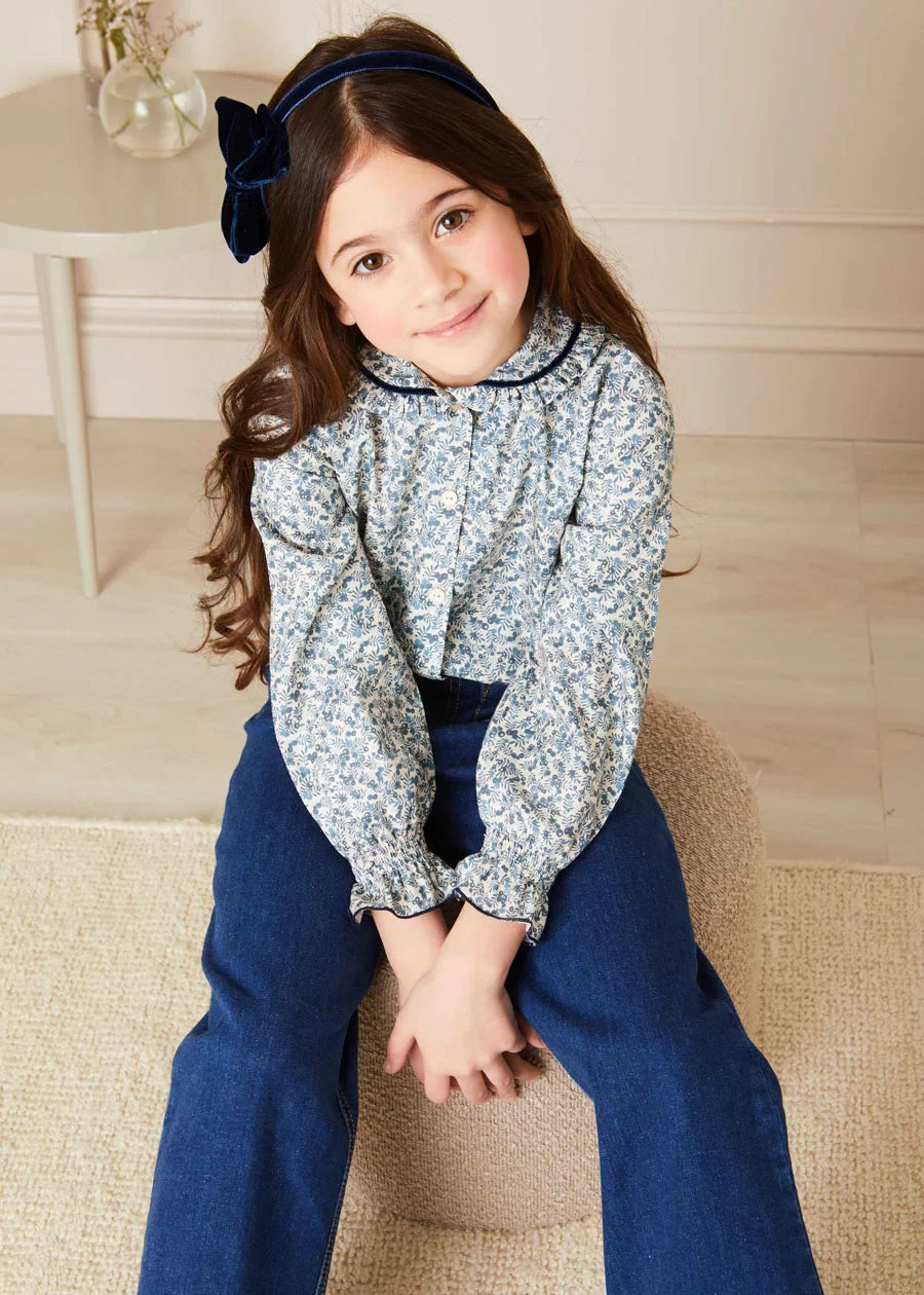Soft Denim Wide Leg Pants for Girls (3-10 Years) - Stretchy Comfortable Blue Jeans for School, Play & Everyday Wear