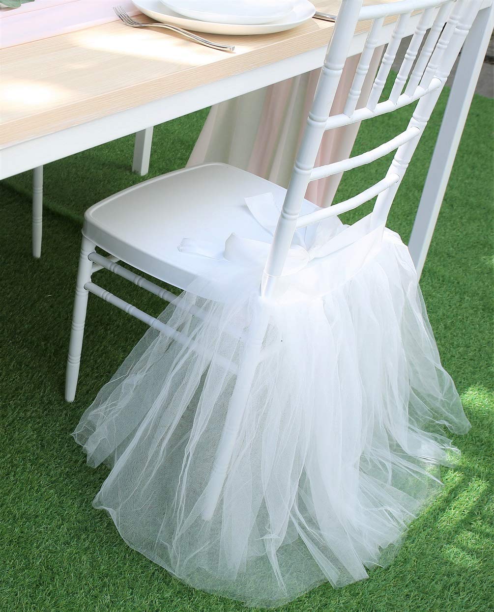 UNIQOOO White Tulle Tutu Chair Cover - 20