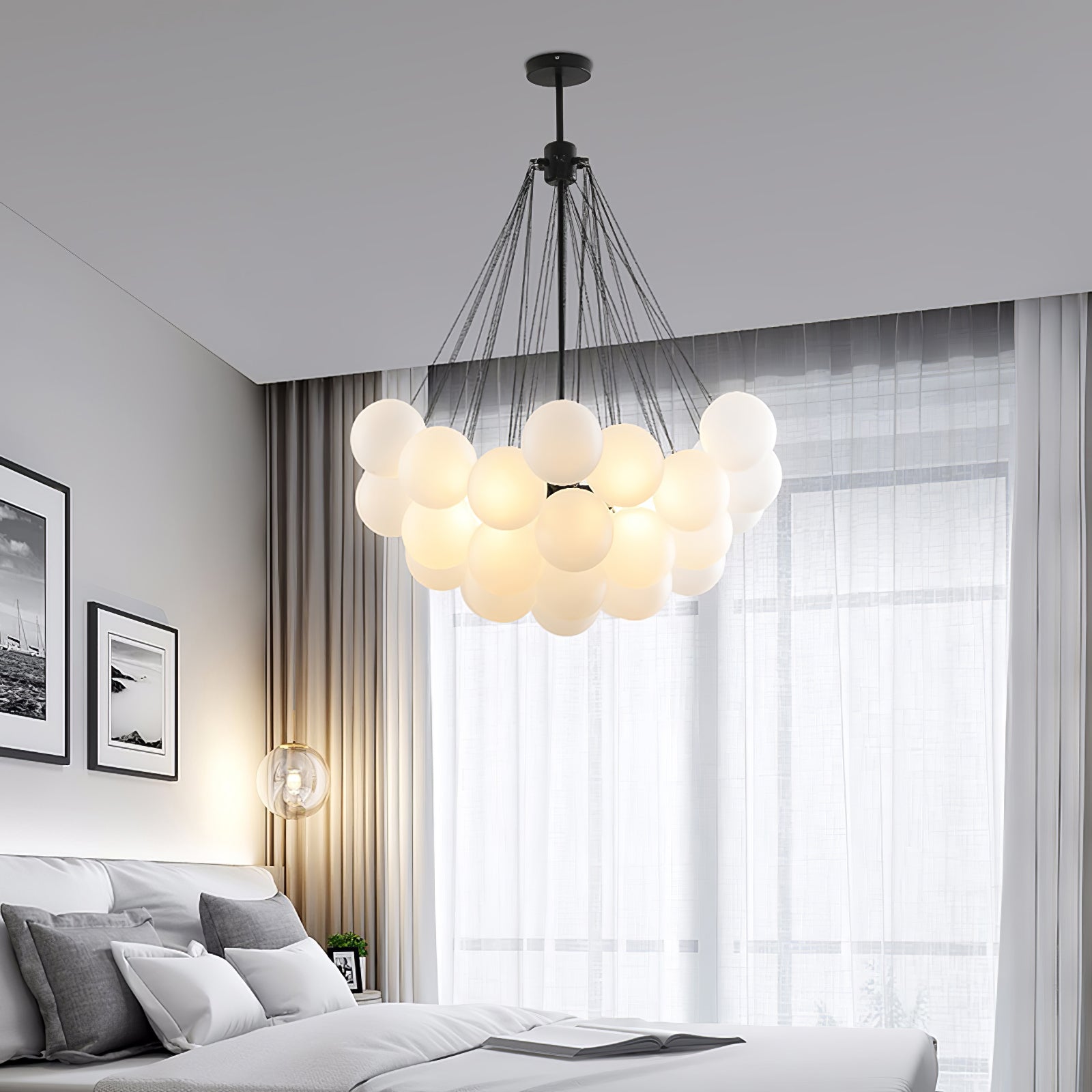 Elegant Crystal Bubble Chandelier - Modern LED Ceiling Light Fixture for Dining Room, Living Room & Bedroom | Energy Saving Home Decor Lighting Solution