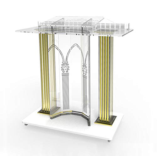 FixtureDisplays® Premium Acrylic Podium with Casters - Clear Lucite Floor Standing Lectern, Rolling Pulpit with Elevated Reading Surface (Model 21231-NPF) - Perfect for Presentations, Speeches, and Church Services