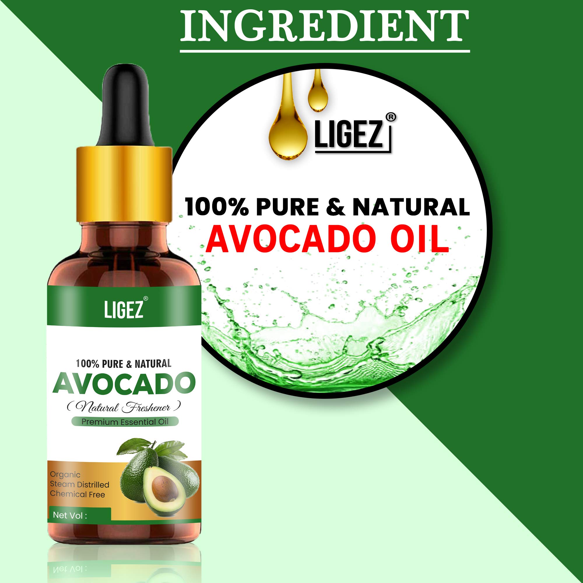 Organic Cold Pressed Avocado Oil for Hair, Skin & Face - 100% Pure, Unrefined, Natural Moisturizer & Nourishing Treatment (15ml) - Perfect for DIY Beauty Recipes, Massage & Dry Skin Care