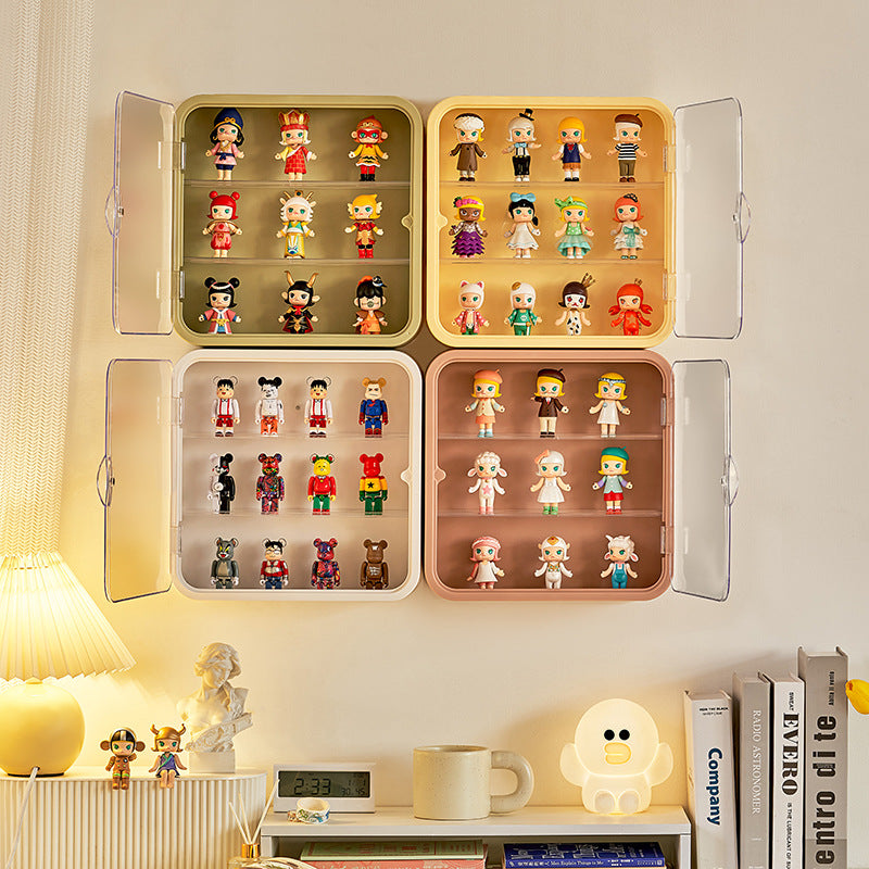 POP MART Modern Wall Mounted Display Case - Acrylic Collectible Storage Bin for Toys & Figures - Perfect for Bedroom, Office, and Living Room Decor