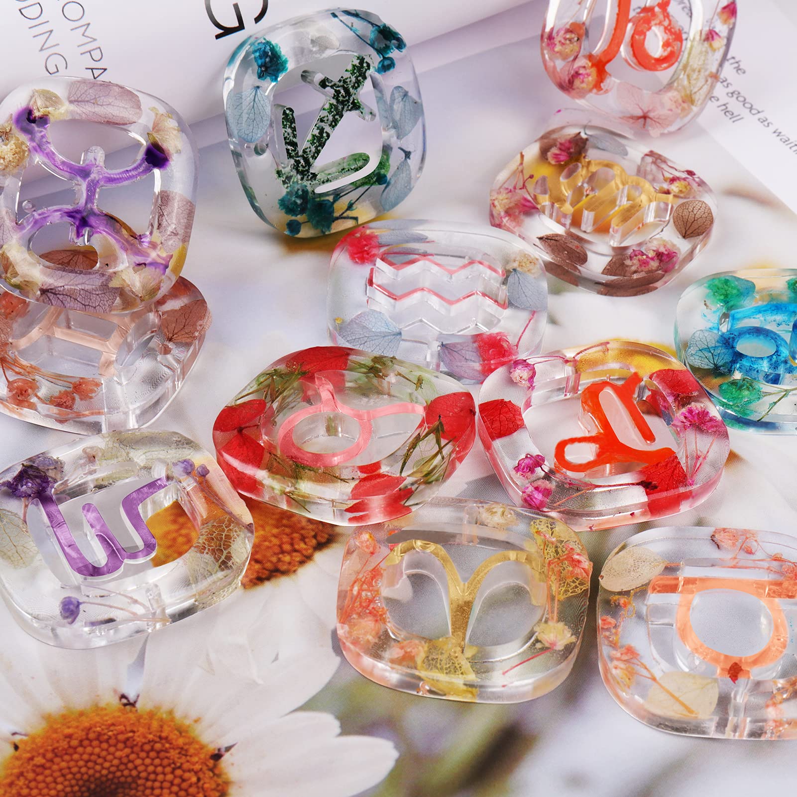 12 Constellation Epoxy Jewelry Casting Molds - Zodiac Keychain Silicone Resin Molds with 50 Open Jump Rings for DIY Pendant Ornaments, Christmas Decorations & Gifts - Perfect for Handmade Jewelry Making, Craft Projects and Personalized Presents