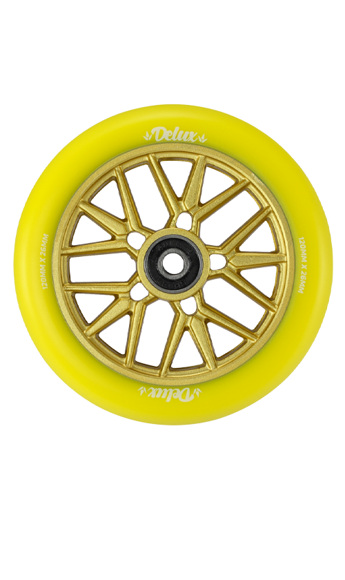 Envy Delux Scooter Wheels 120mm - High Performance Yellow Wheels for Skateboards & Scooters - Perfect for Street Riding, Tricks & Commuting
