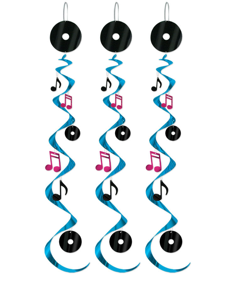 Vintage 50s Rock n Roll Hanging Swirl Decorations - Pack of 3 Retro Party Decor for Home, Bar & Diner - Perfect for 1950s Theme Parties, Birthday Decorations & Retro Room Decor