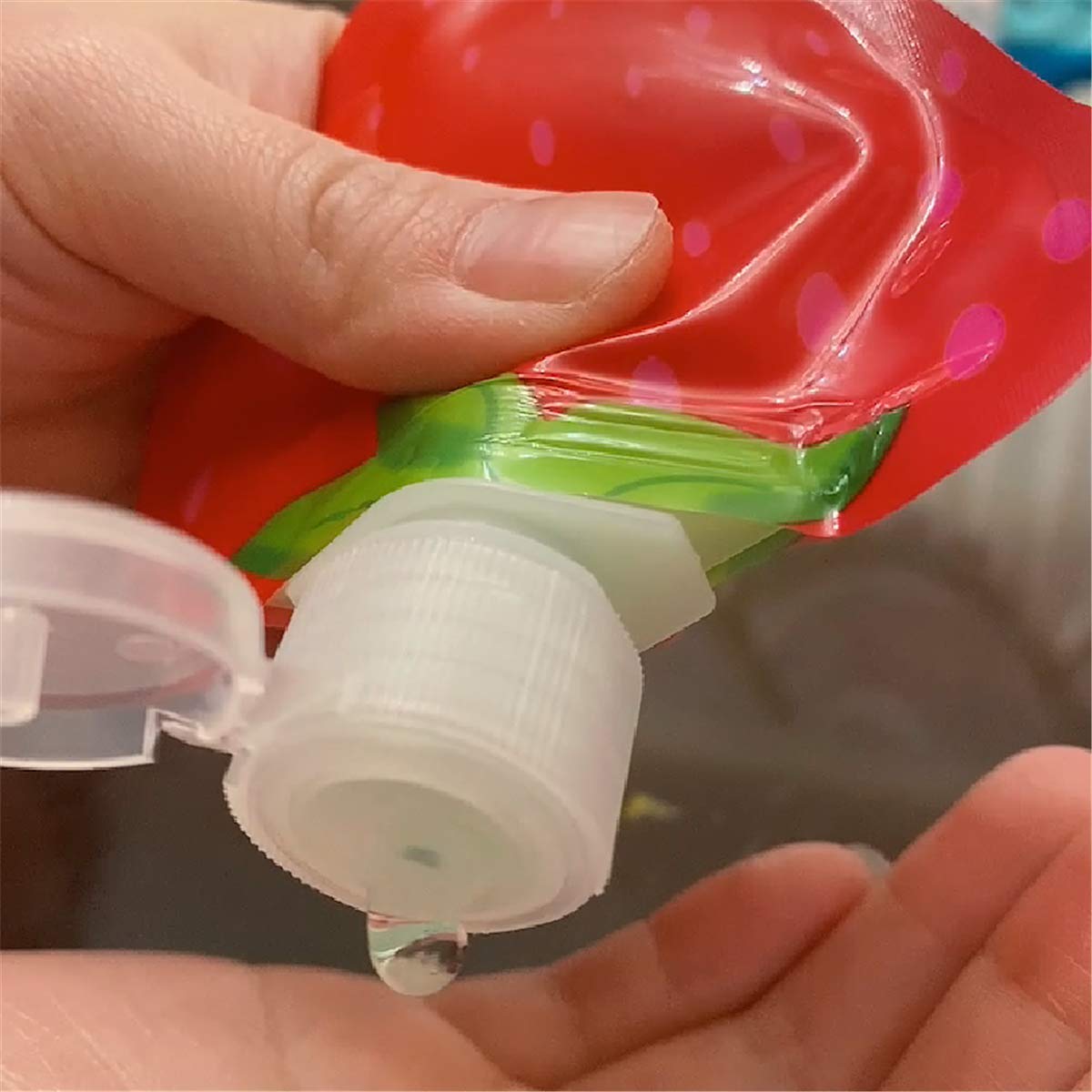JIAMIN Portable Silicone Travel Bottles Set - Leak Proof Refillable Containers for Hand Sanitizer, Toiletries, Shampoo & Cosmetics (Strawberry) | Perfect for Air Travel, Gym, Camping & Daily Use