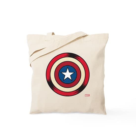 Captain America Comic Shield Tote Bag - Natural Canvas Reusable Shopping Bag for Groceries, Beach & Comic Con | Eco-Friendly Marvel Superhero Gift