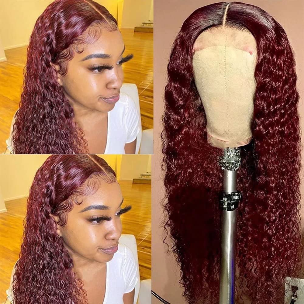 HD Invisible Lace Front Wigs Human Hair - Brazilian Deep Wave 180% Density 13x6 Lace Wig Burgundy #99J Pre-Plucked for Women | Natural Look for Daily Wear, Parties & Special Occasions