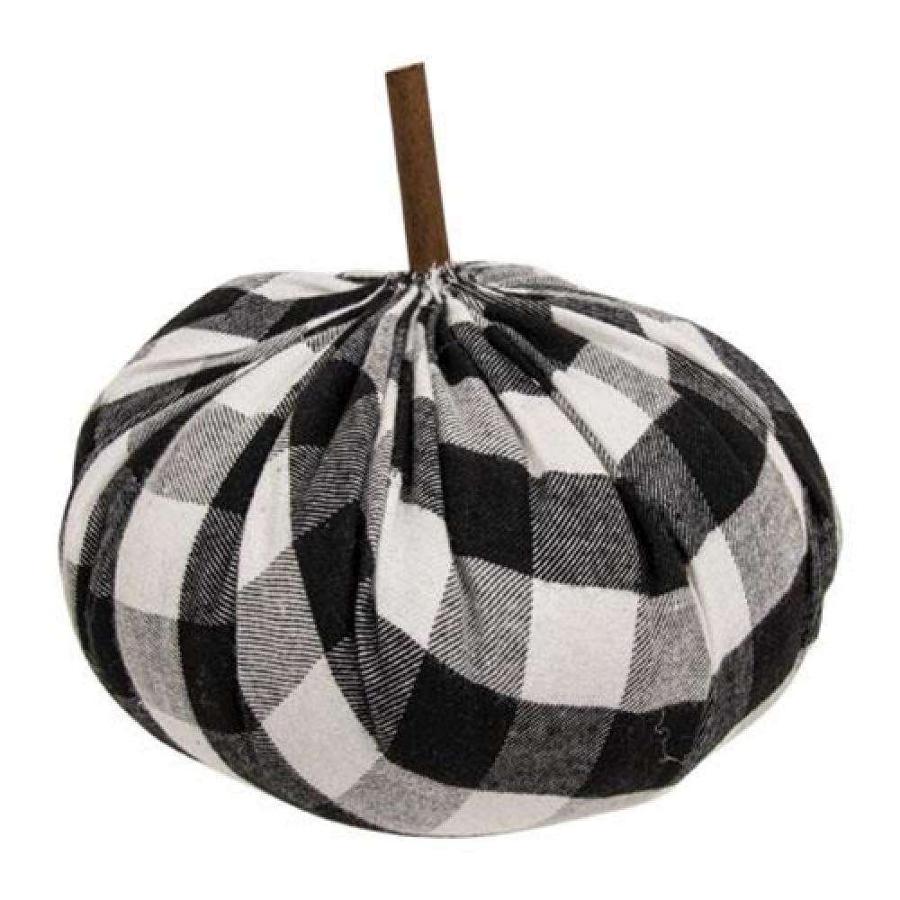 Black and White Buffalo Check Stuffed Pumpkin - 6.5